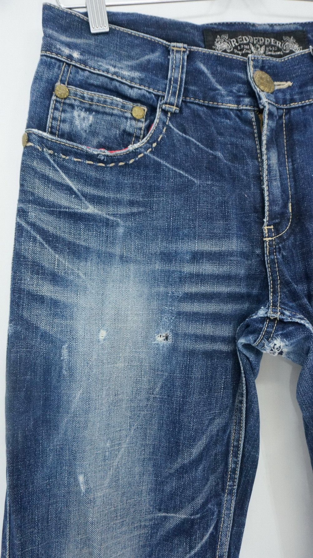 Japanese Brand Red Pepper Japan Co Reworked Embroidered Beads Pocket Jeans Size US 29 - 3 Thumbnail