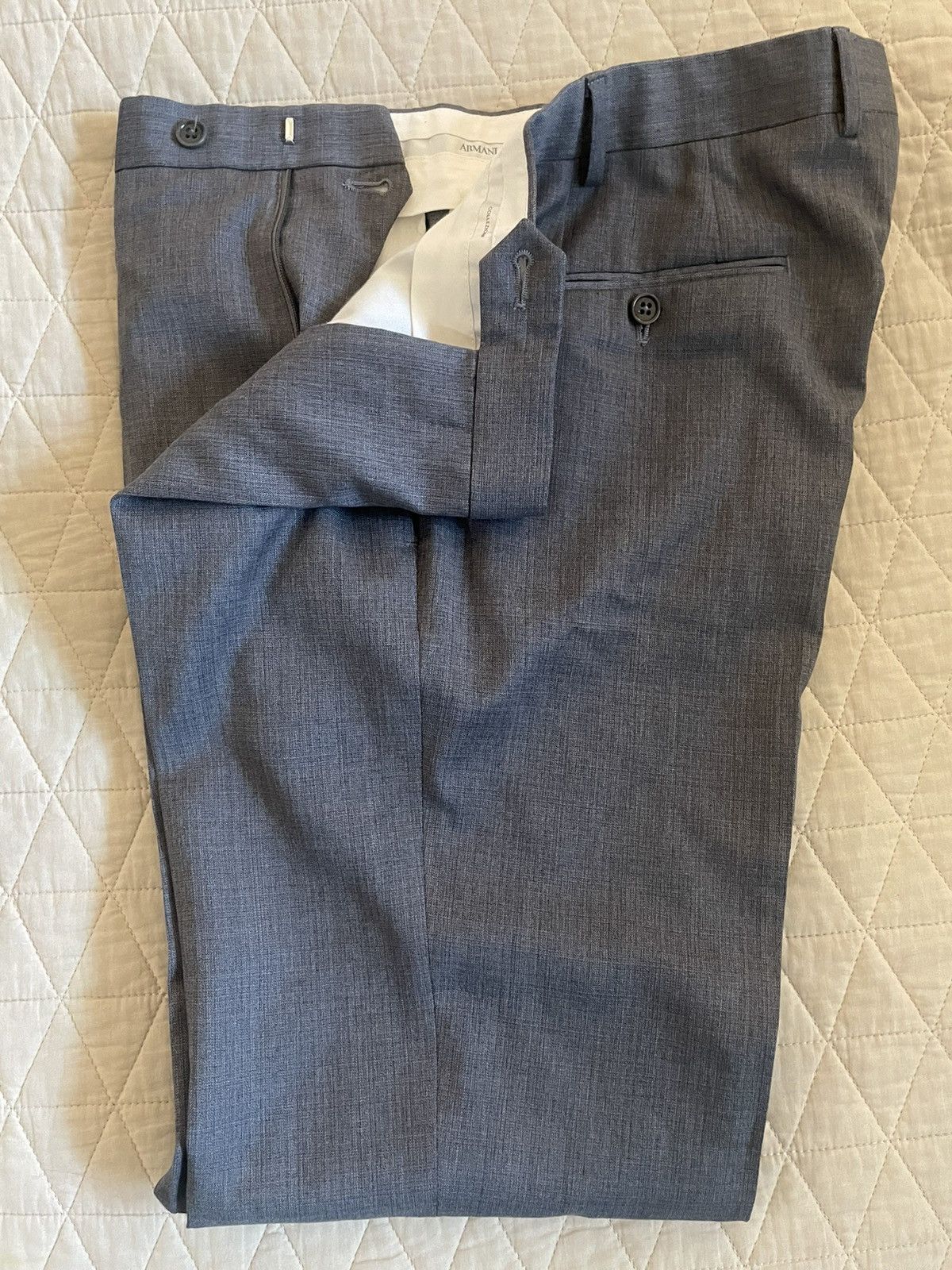 Armani Collezioni Flat Front Button Tab Wool Trouser Size US 34 / EU 50 - 2 Thumbnail
