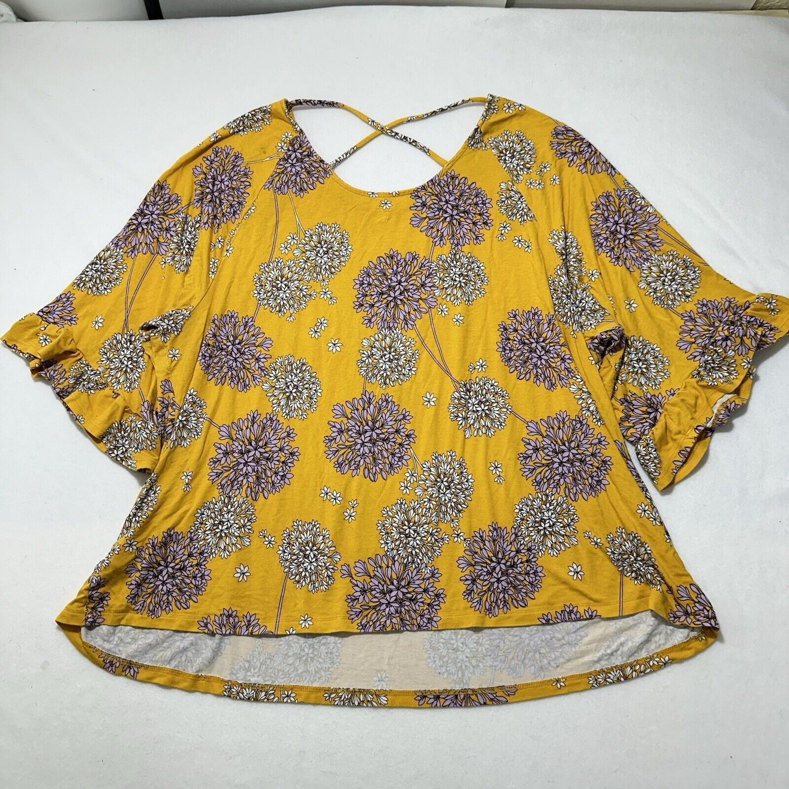 Other a.n.a. Women's Petite PXXL Floral Blouse 3/4 Sleeve Yellow Size XXL / US 16-18 / IT 52-54 - 10 Thumbnail