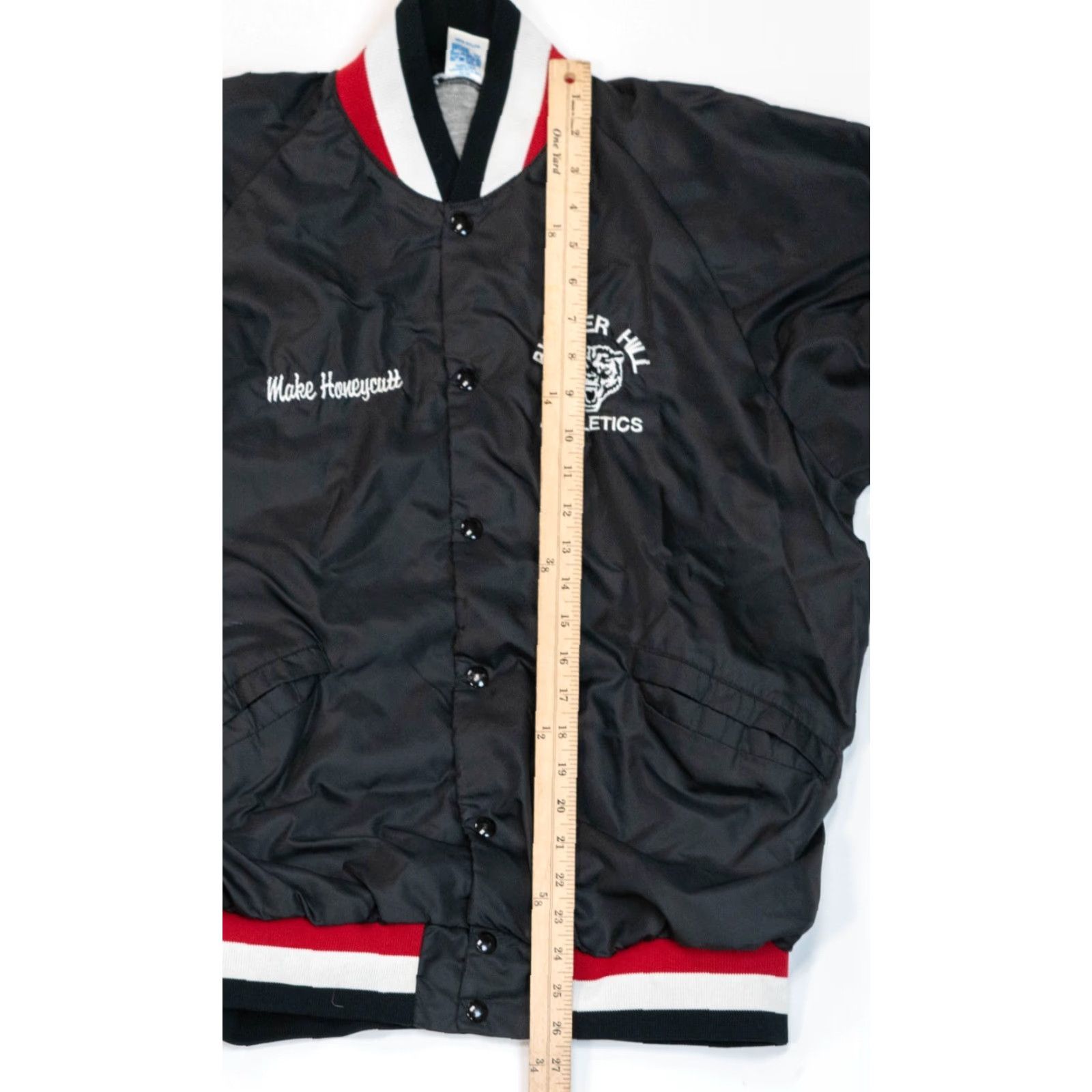 Russell Athletic VINTAGE Russell Athletic Varsity Jacket Shirt L Black Snap Bomber Black Red 80s 90s College NCAA Sports Mens Size US L / EU 52-54 / 3 - 7 Thumbnail