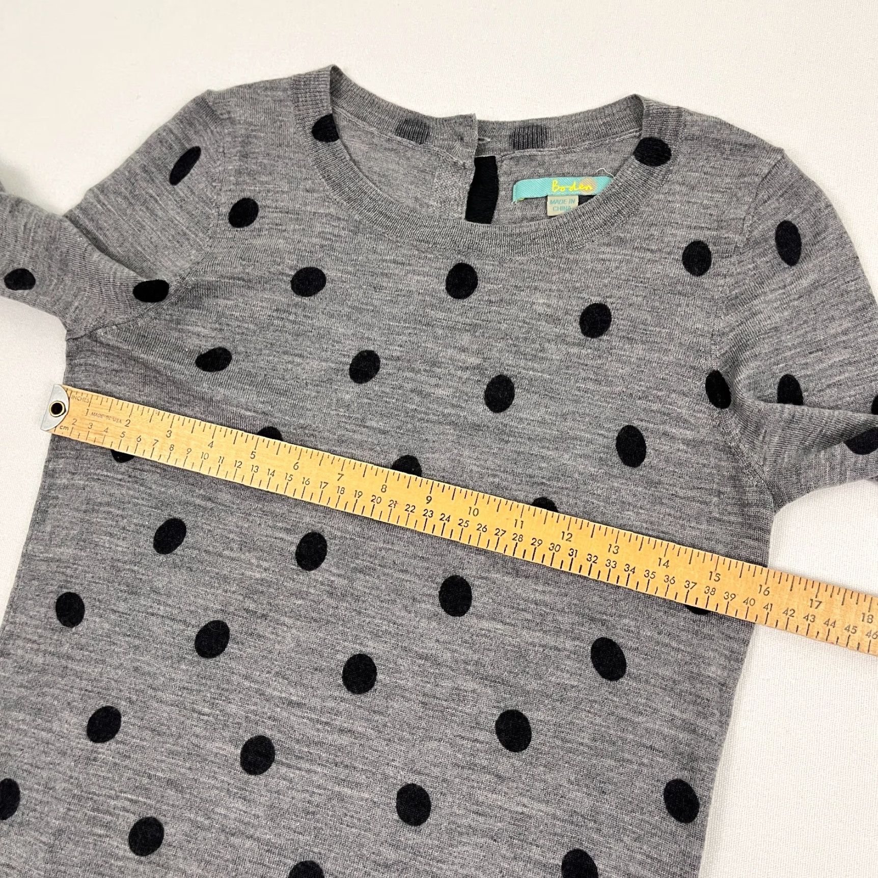 Boden Boden Sweater Womens UK 8 US 4 Wool Gray Black Polka Dot Button Back Pullover Size S / US 4 / IT 40 - 6 Thumbnail