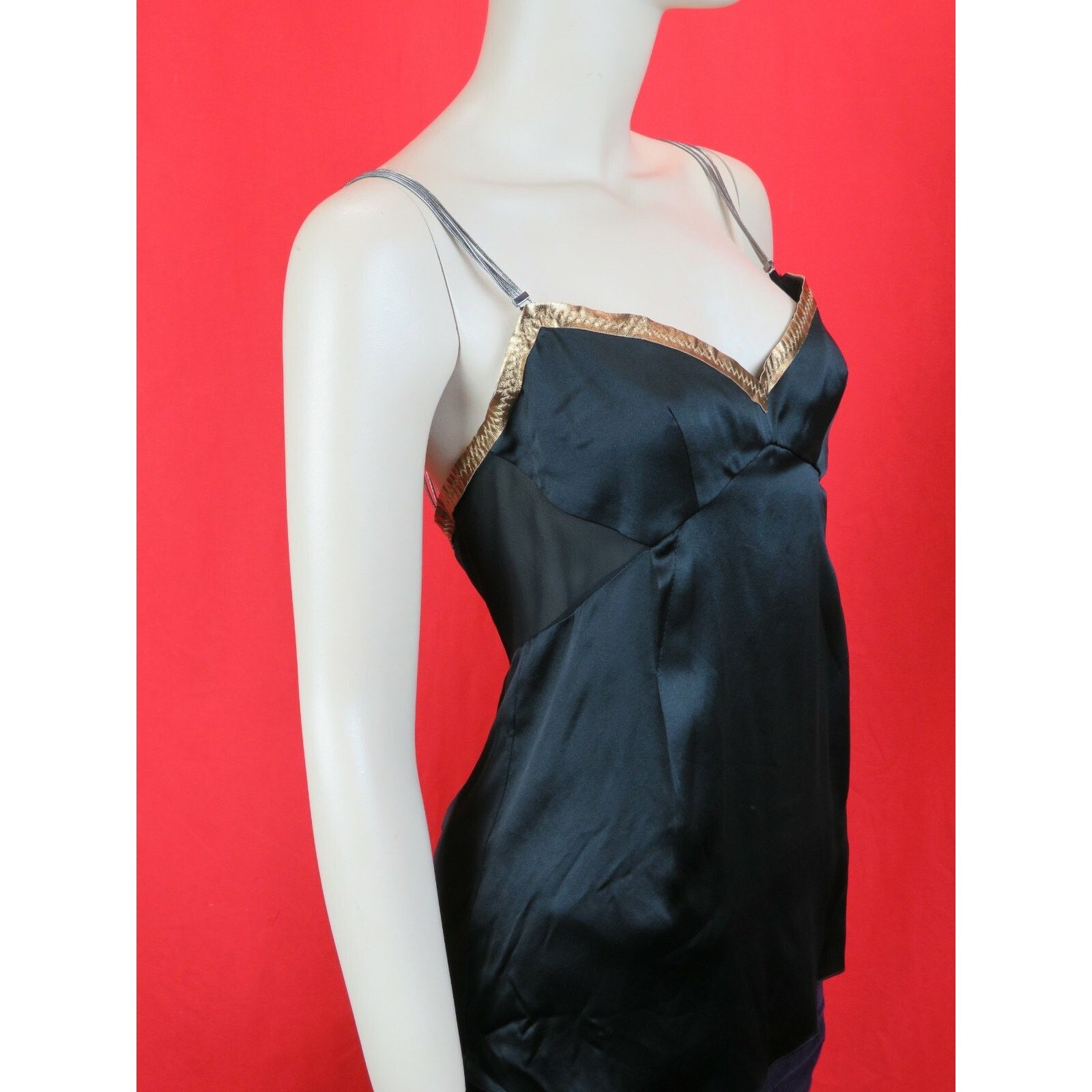 Dolce & Gabbana DOLCE GABBANA BLACK SILK 4X CHAIN STRAPS DRESS TOP 42 ITALY Size M / US 6-8 / IT 42-44 - 3 Thumbnail