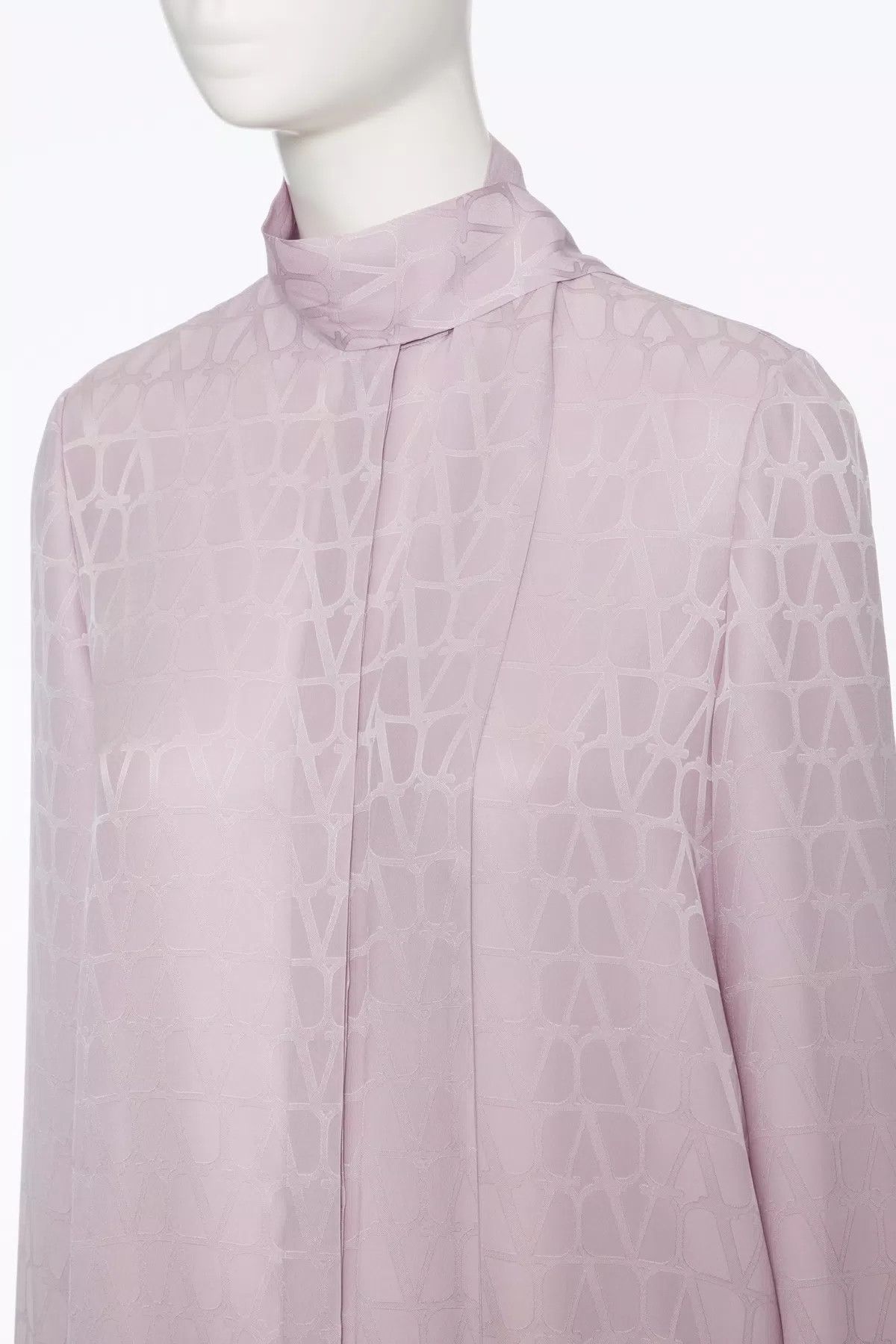 Valentino o1s1wg110426 Toile Iconographe Silk Jacquard Blouse in Pink Size XS / US 0-2 / IT 36-38 - 4 Thumbnail
