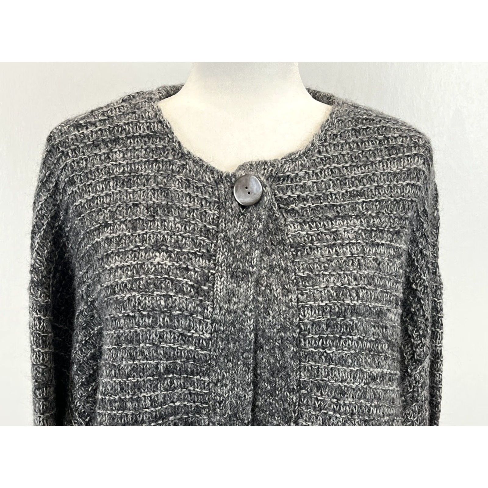 J. Jill VINTAGE J. Jill Cardigan Sweater Sz L Gray Knit Lagenlook Pocket Tunic Size L / US 10 / IT 46 - 3 Thumbnail