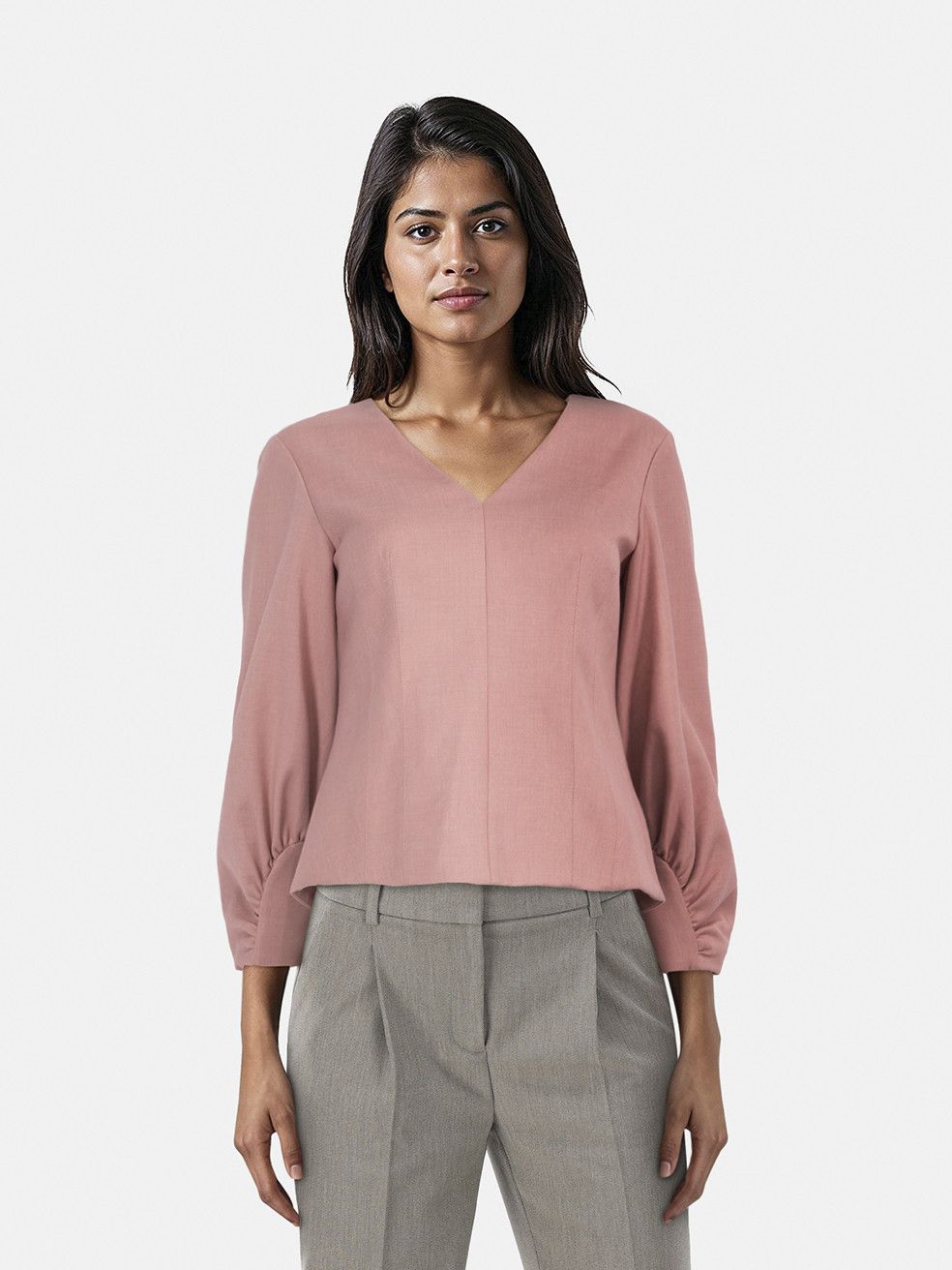 Tibi Pink V-Neck Long Sleeve Blouse Size XS / US 0-2 / IT 36-38 - 1 Thumbnail