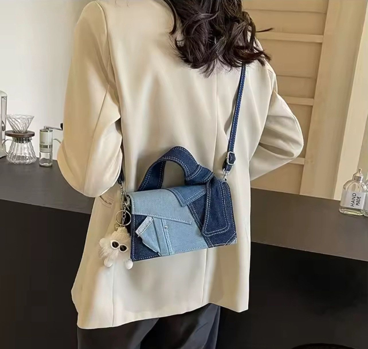 Vintage Block Denim Square Shoulder Bag Size ONE SIZE - 2 Thumbnail