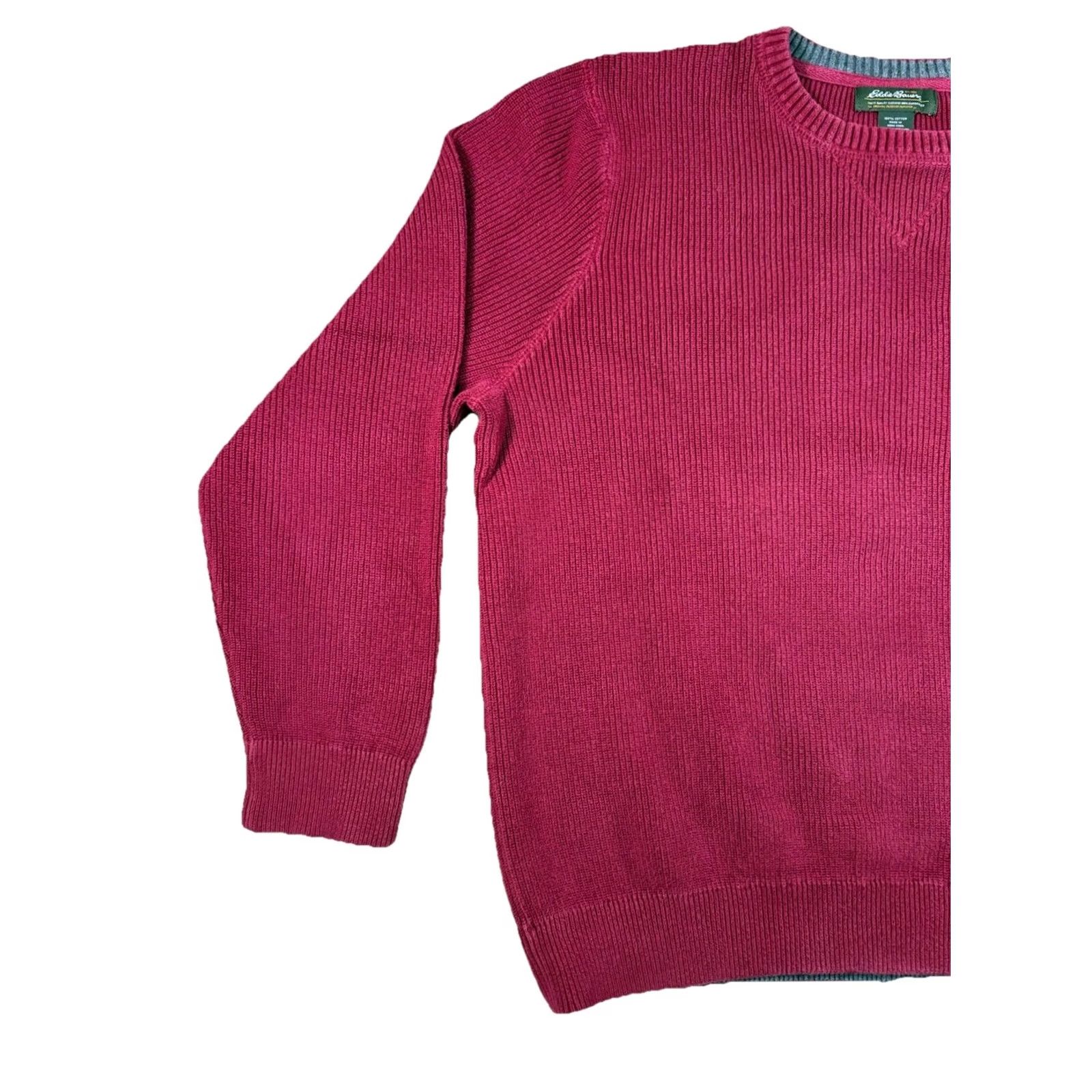 Eddie Bauer VINTAGE Eddie Bauer Sweater Mens L Red Ribbed CrewNeck 100% Cotton Knit Pullover Long Sleeve Casual 90s Retro USA Mens Size US L / EU 52-54 / 3 - 2 Thumbnail