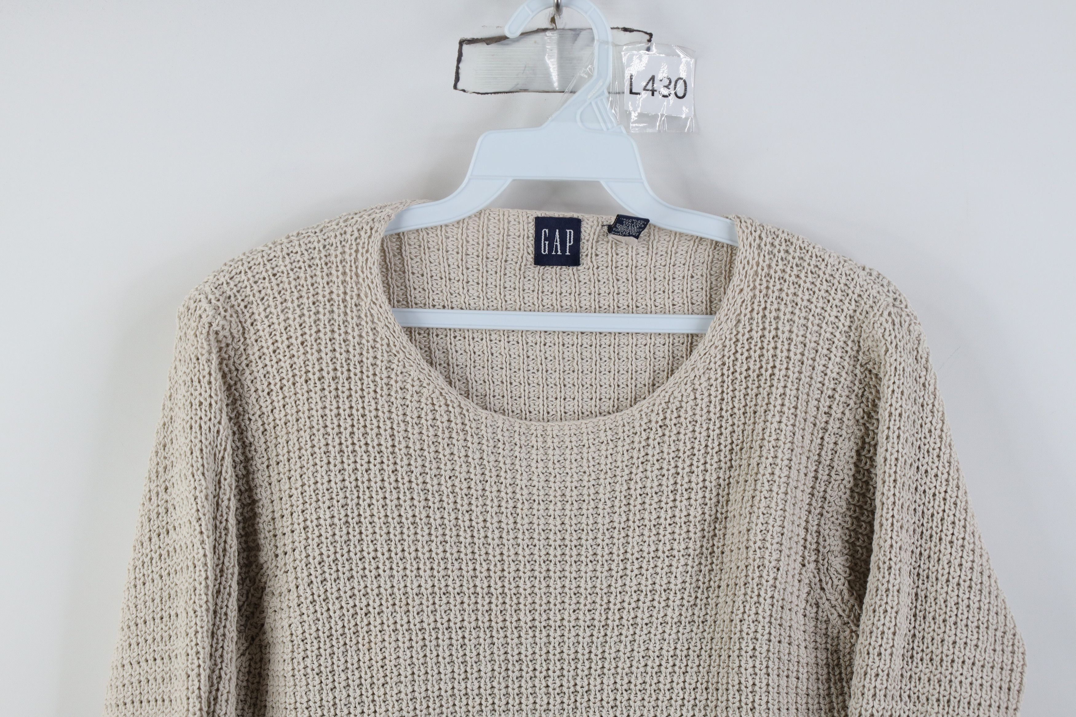 Gap Vintage 90s Y2K Gap Knit Crewneck Sweater Beige Cotton Size M / US 6-8 / IT 42-44 - 2 Thumbnail