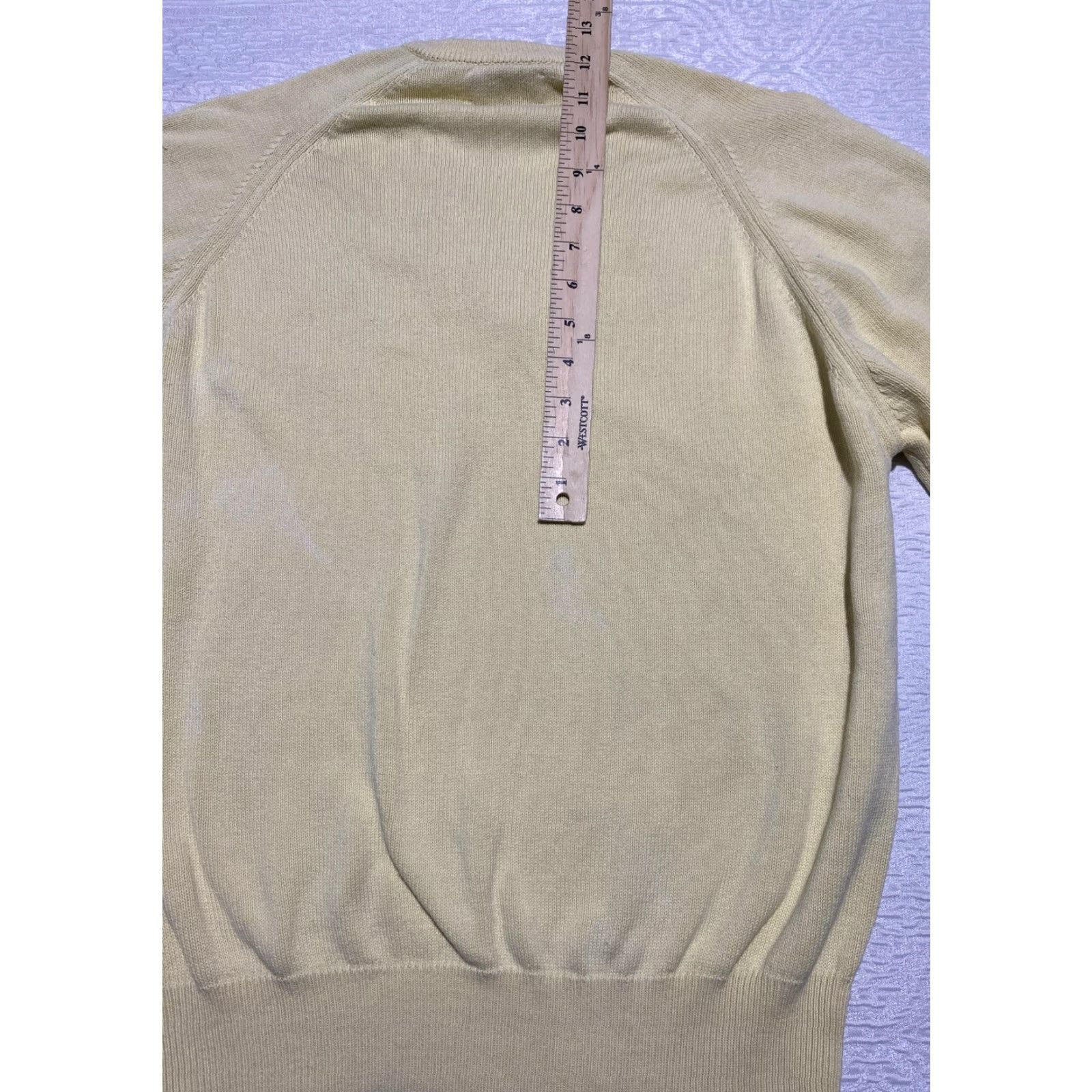 Titleist VINTAGE Titleist Sweater Mens L Yellow V-Neck 90s Golf Made USA Cotton Pullover Knit Shirt Size US L / EU 52-54 / 3 - 3 Thumbnail