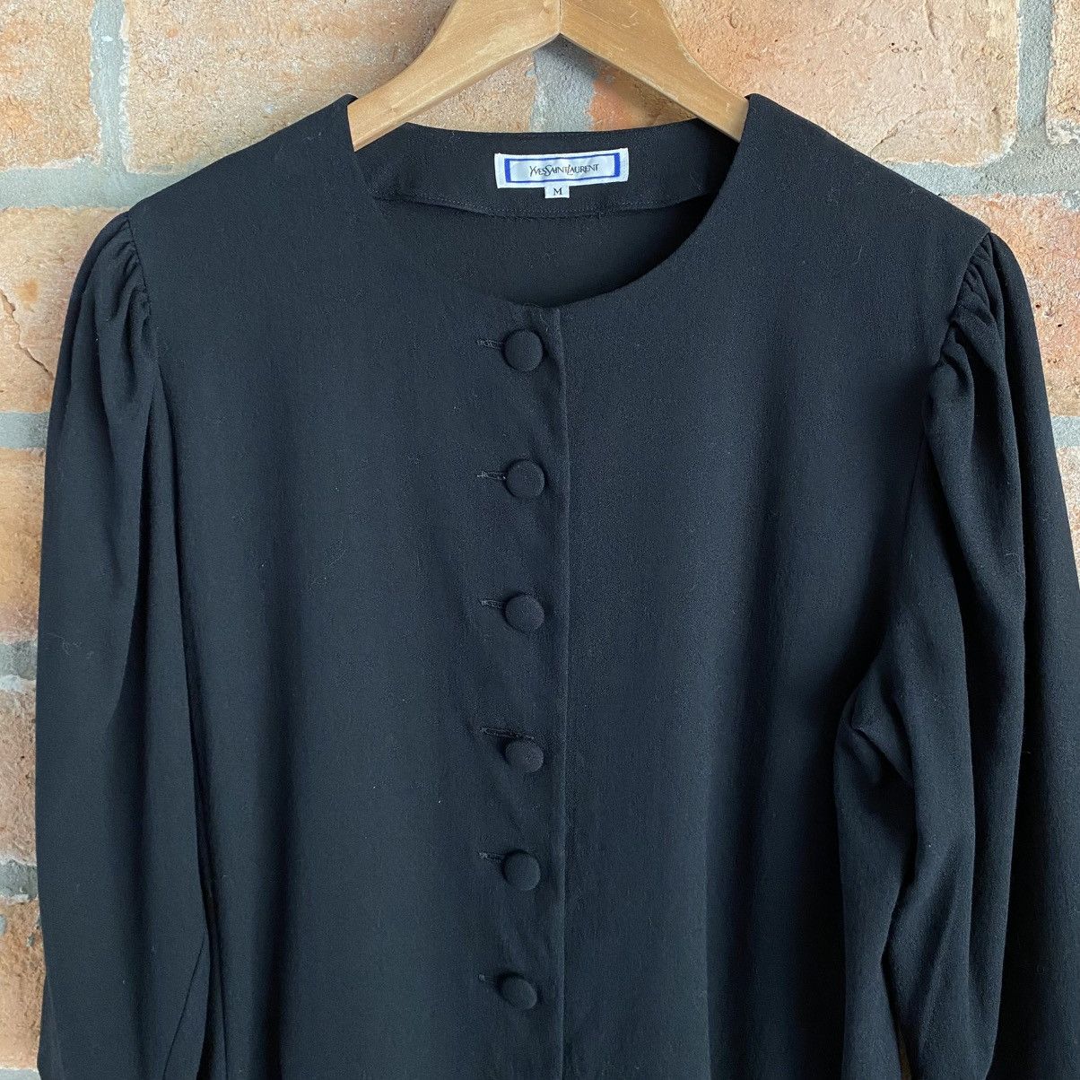 Yves Saint Laurent YVES SAINT LAURENT Black Button-Front Blouse 3/4 Sleeves Size M / US 6-8 / IT 42-44 - 6 Thumbnail