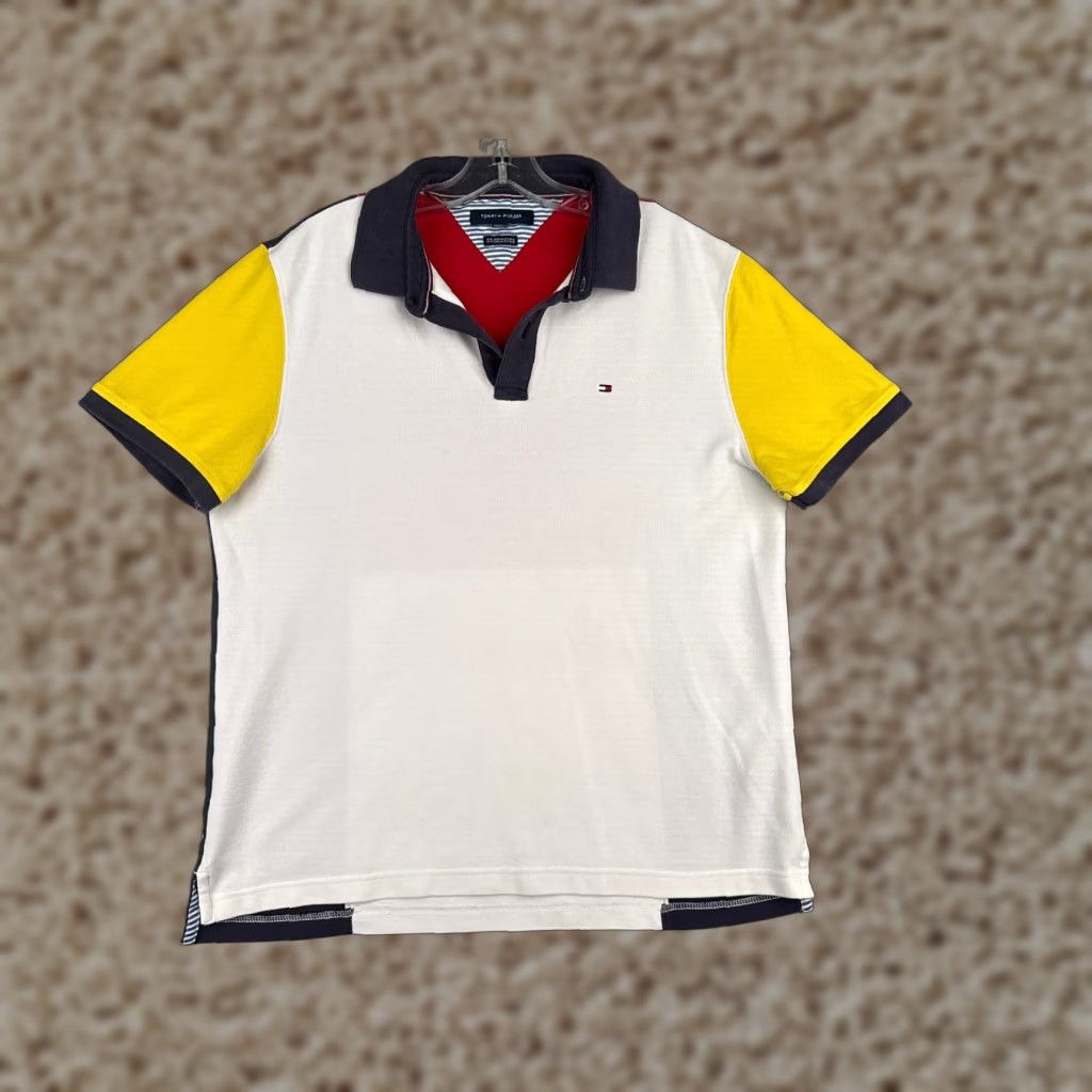 Tommy Hilfiger Tommy Hilfiger Polo Shirt Men L White Colorblock Polo Shirt Slim Fit Casual Polo Shirt Mens Colorblock 40 in Chest Size US L / EU 52-54 / 3 - 1 Thumbnail
