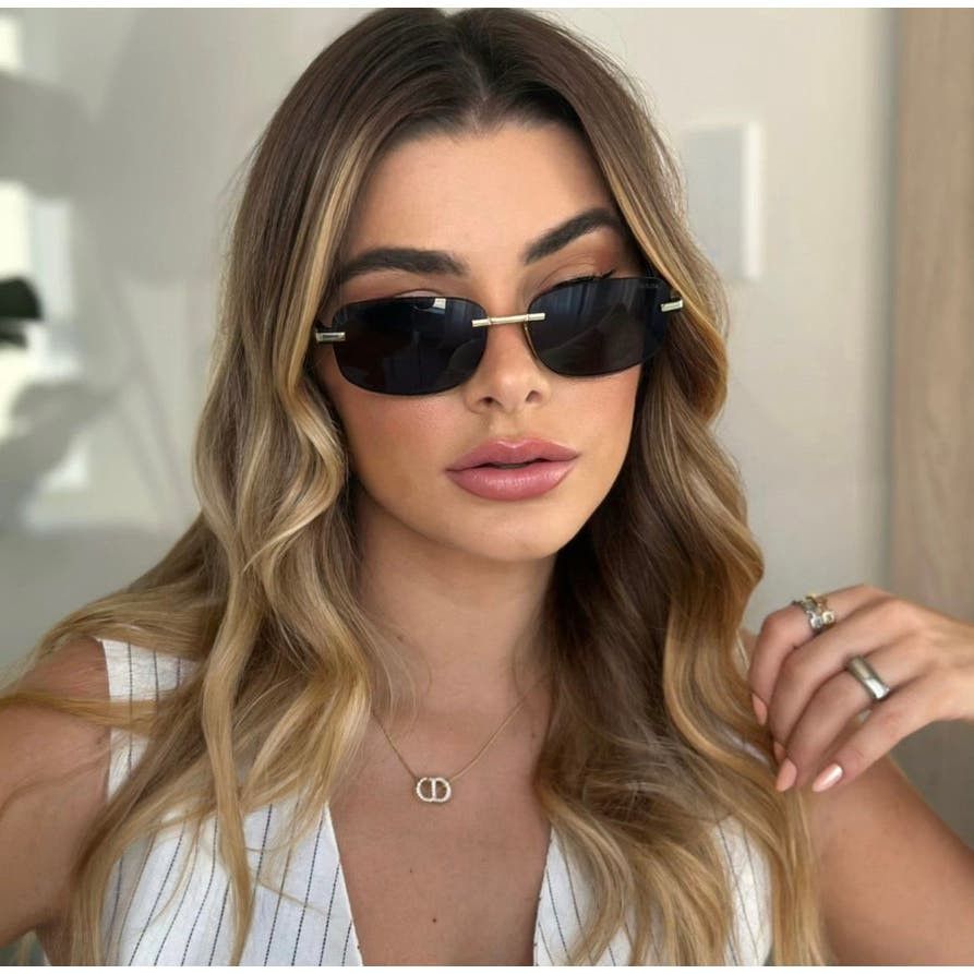 image of New Prada Pr68Zs Rimless Sunglasses In Gold Grey, Men's