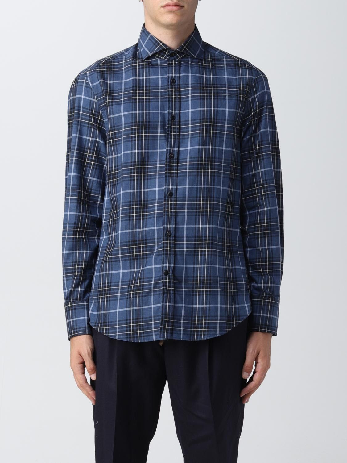 Brunello Cucinelli Brunello Cucinelli Slim Fit Blue Flannel Button Up Shirt Size US XL / EU 56 / 4 - 10 Thumbnail
