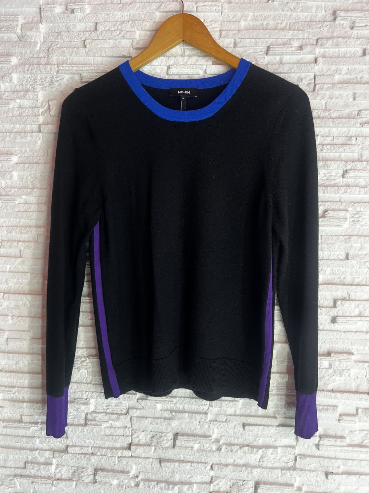 ME+EM ME+EM Colorblock Wool Sweater Black Multi Panel Knit Size M Size M / US 6-8 / IT 42-44 - 2 Thumbnail