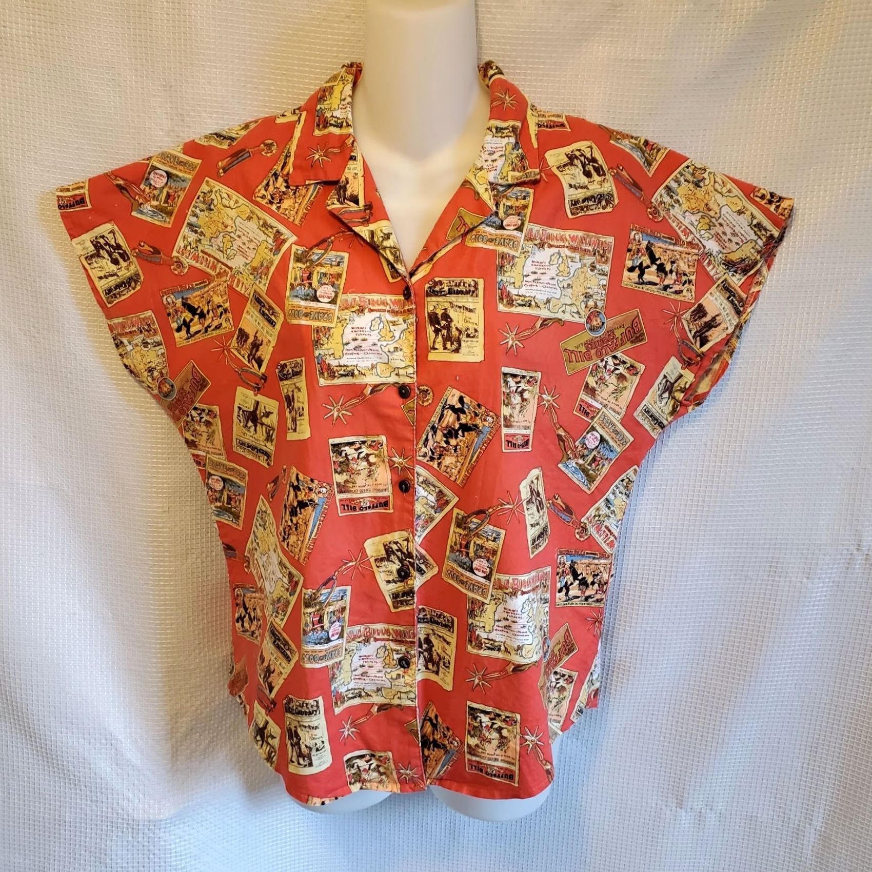 Vintage VINTAGE Roughriders Blouse Shirt Womens L Orange Graphic Print Cap Sleeve Western Cowboy 90s Size L / US 10 / IT 46 - 2 Thumbnail