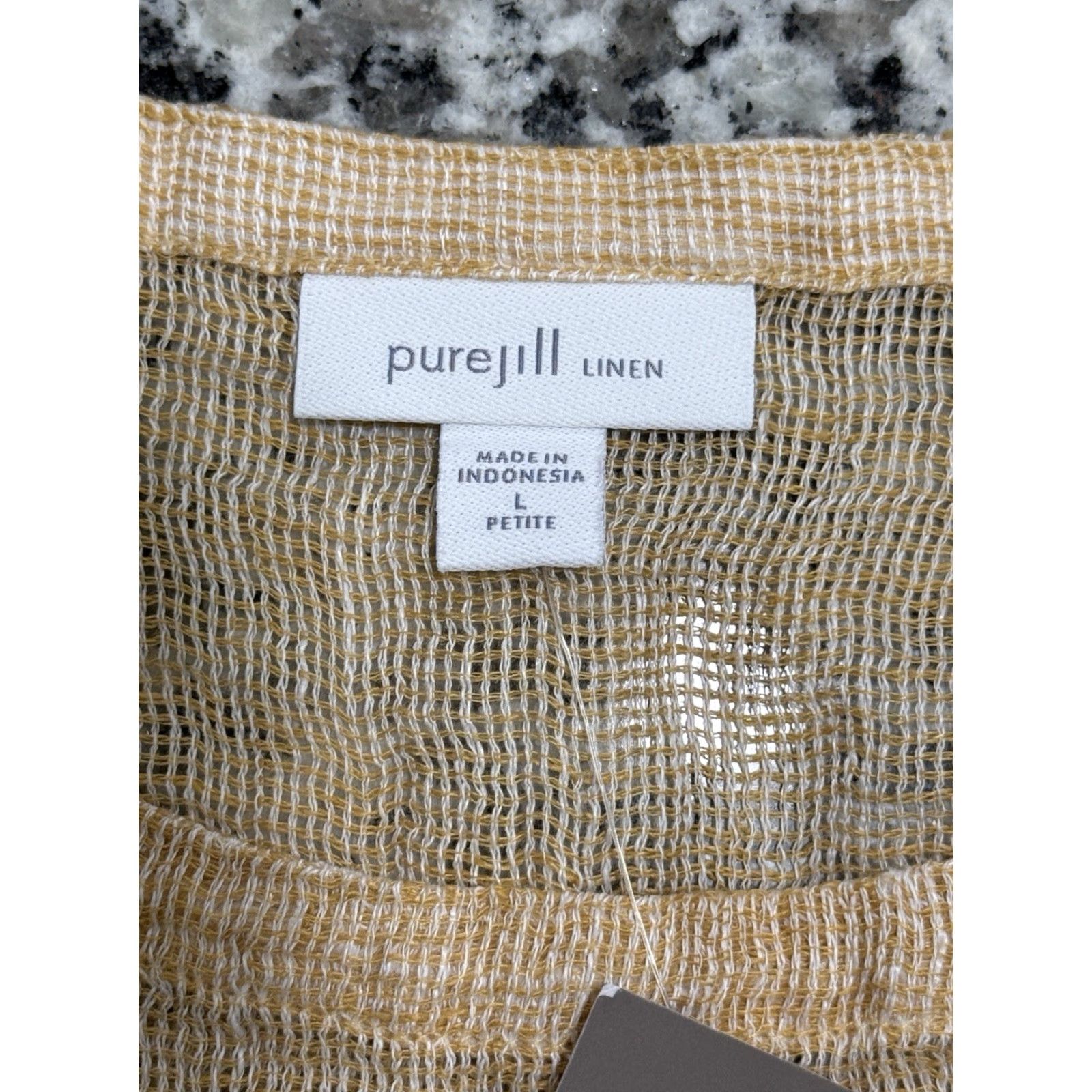 J. Jill VINTAGE NWT J. Jill Love Linen Womens Blouse Beige White 3/4 Sleeve Scoop Neck Petites L (Note: If item is not vintage, omit "VINTAGE") Size L / US 10 / IT 46 - 3 Thumbnail