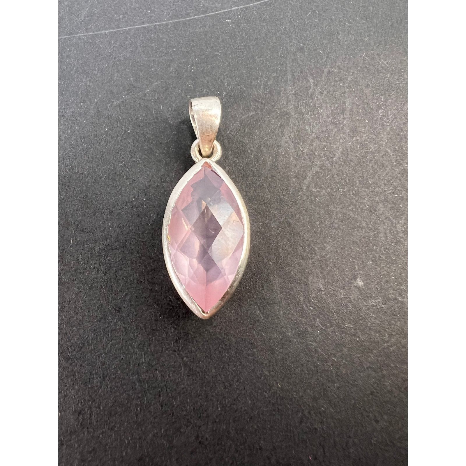 Other NEW Rose Quartz gemstone marquise sterling silver pendant Size ONE SIZE - 6 Thumbnail