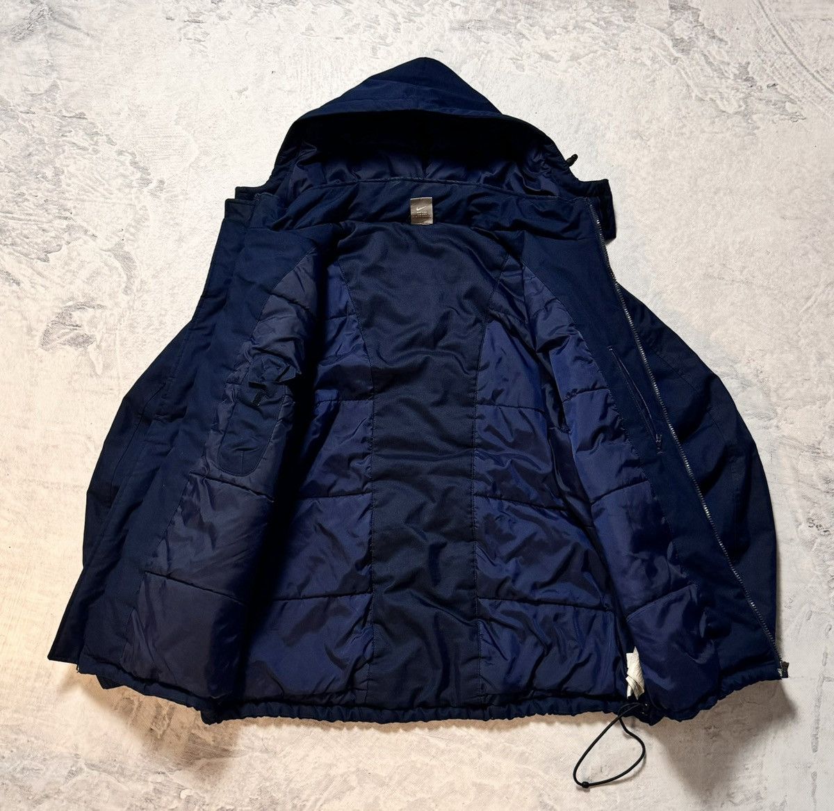 Nike × Vintage 00s Nike Vintage Drill Oversize Down Hooded Jacket Y2K Size US XL / EU 56 / 4 - 8 Thumbnail