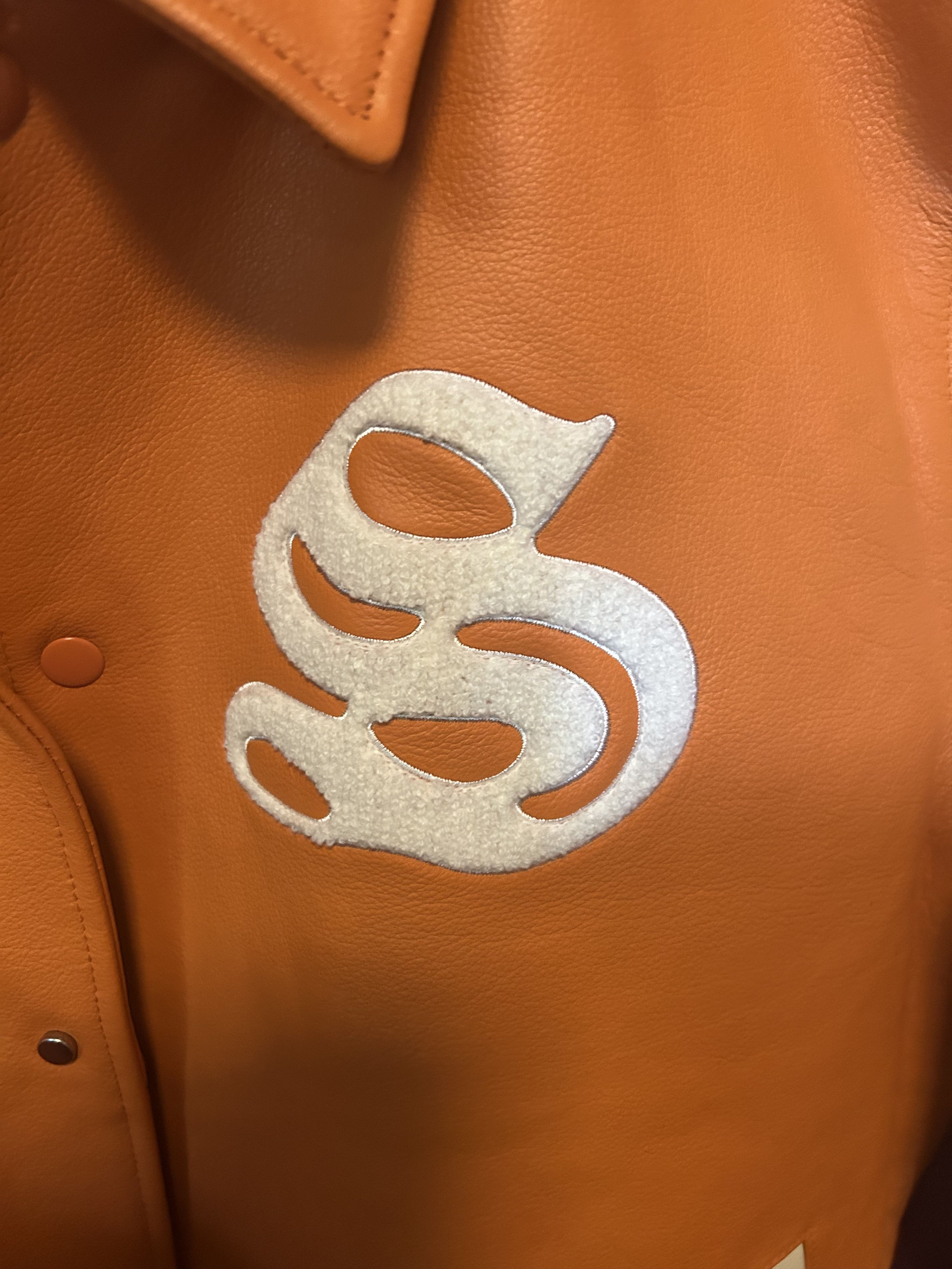 Sp5der Sp5der orange and white leather jacket Size US XL / EU 56 / 4 - 3 Thumbnail