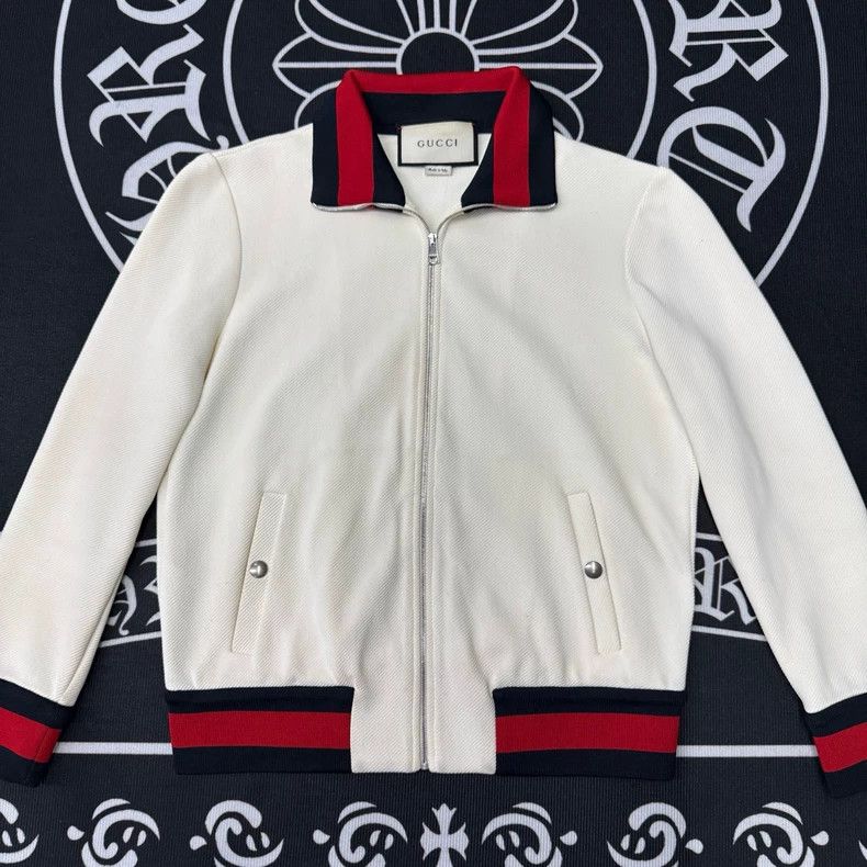 Gucci Stitched striped white jacket