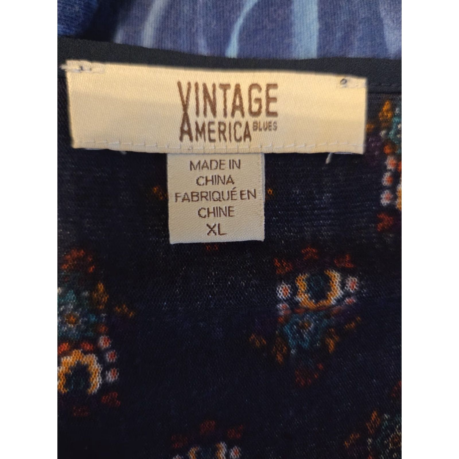 Vintage VINTAGE America Blues Navy Blue Embroidered Stretchy Sheer Top Hippie Boho XL Shirt Womens Size XL / US 12-14 / IT 48-50 - 7 Thumbnail