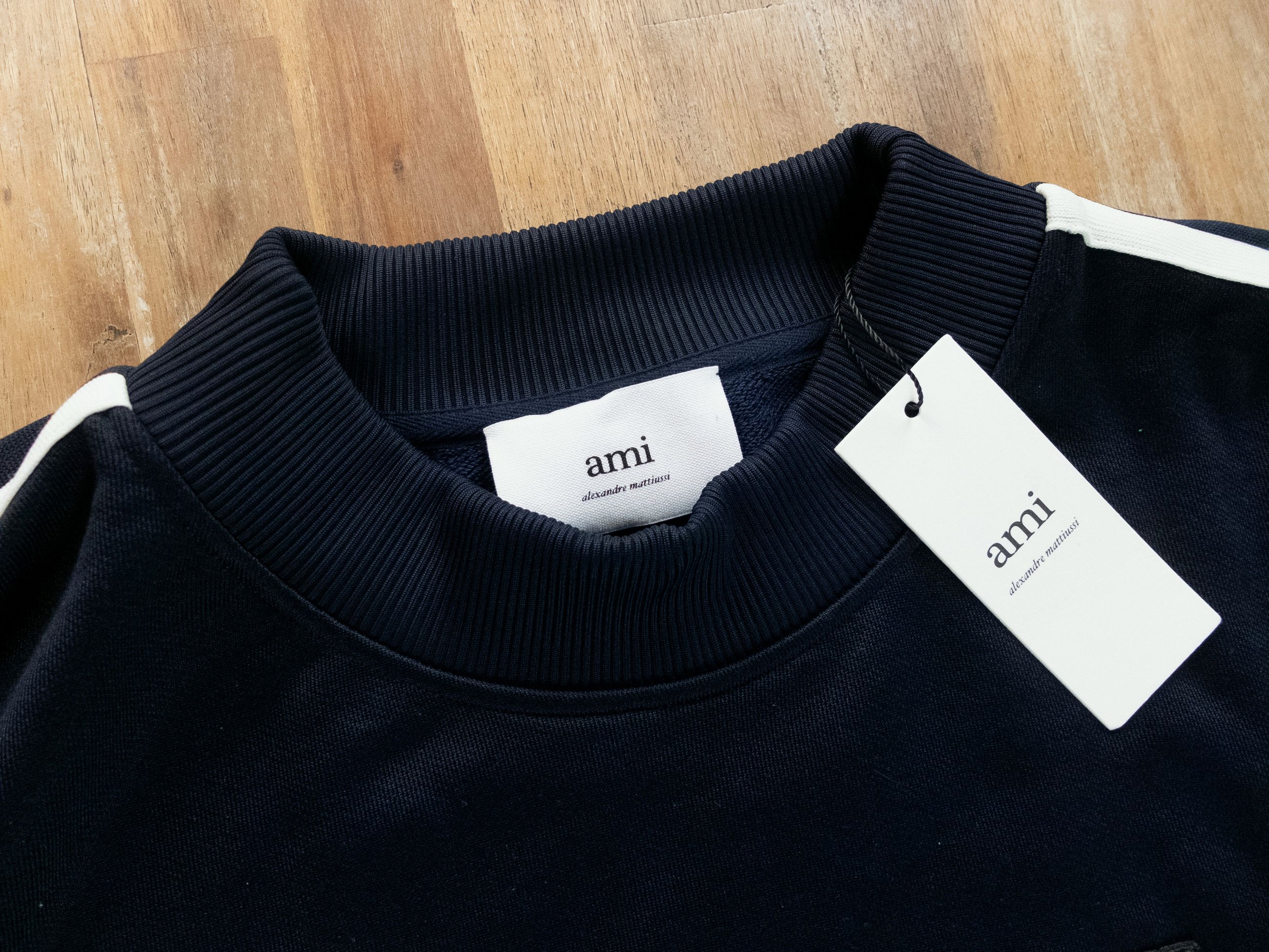 AMI AMI Paris navy blue regular fit twin stripe sweatshirt XL Size US XL / EU 56 / 4 - 6 Thumbnail