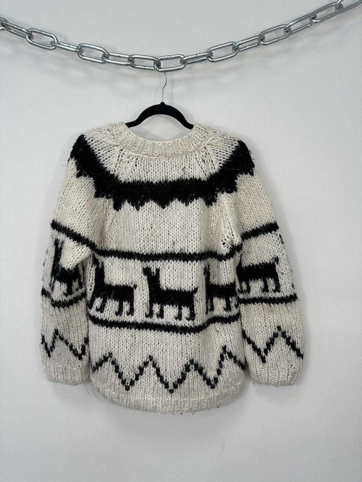 Vintage Vintage 90s Lana Abstract Art Wool V-Neck Sweater Size US M / EU 48-50 / 2 - 3 Thumbnail