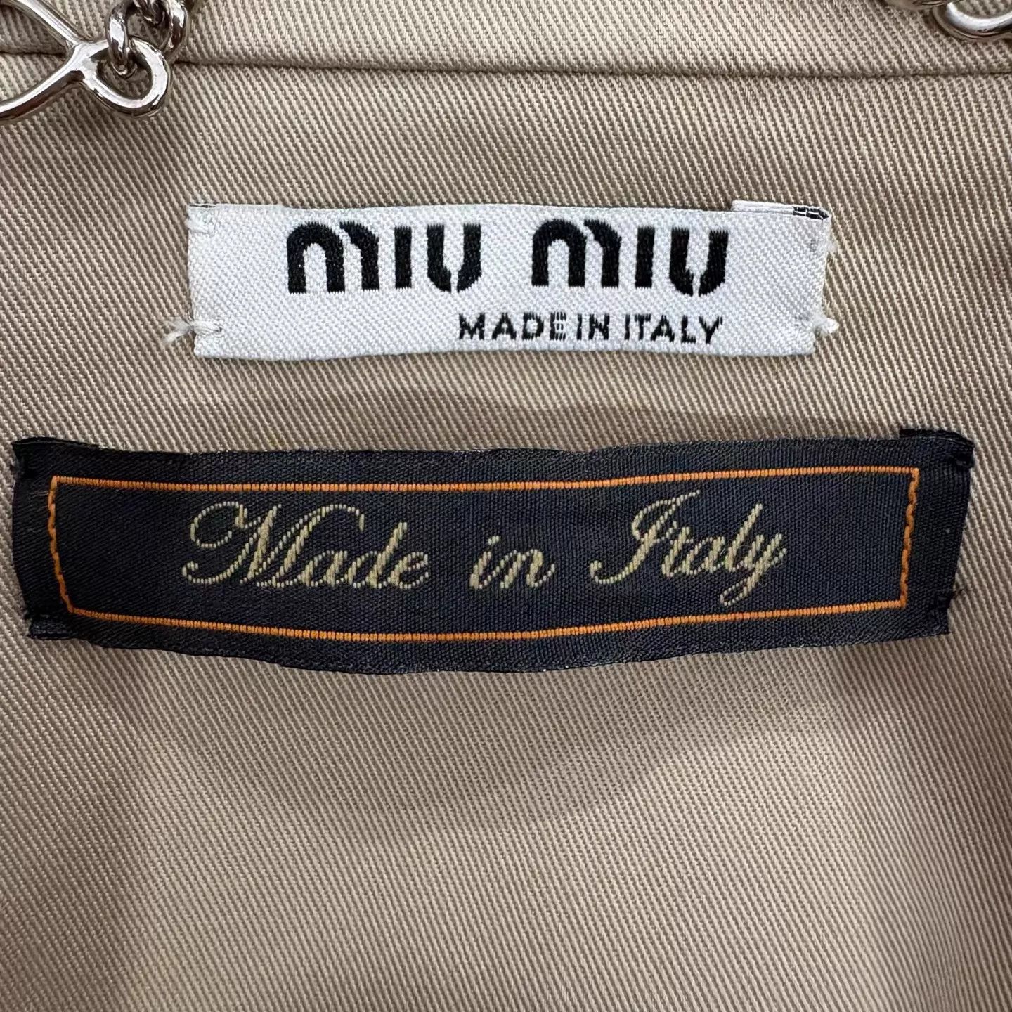 Miu Miu MIU MIU Beige Logo-Lined Long Tie-Front Coat Size 38 Size XS / US 0-2 / IT 36-38 - 3 Thumbnail