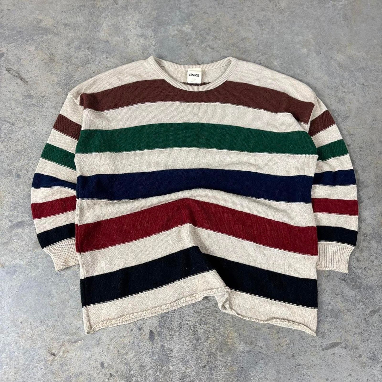 Vintage 90s Grandpa Striped Sweater Size US XL / EU 56 / 4 - 1 Thumbnail