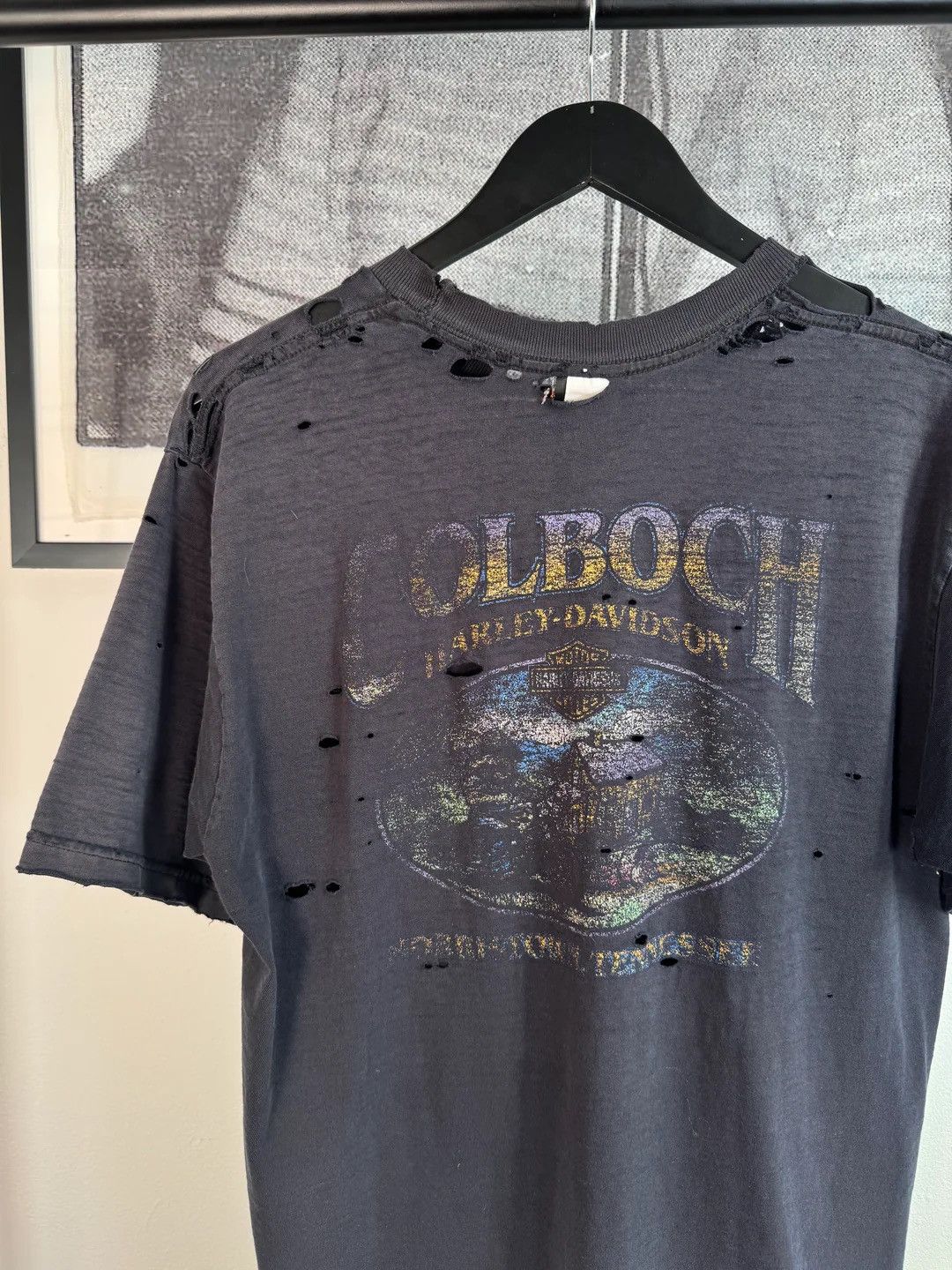 Vintage 🚭AMAZING🚭1992 ULTRA-THRASHED HARLEY DAVIDSON COLBOCH SHIRT Size US L / EU 52-54 / 3 - 3 Thumbnail
