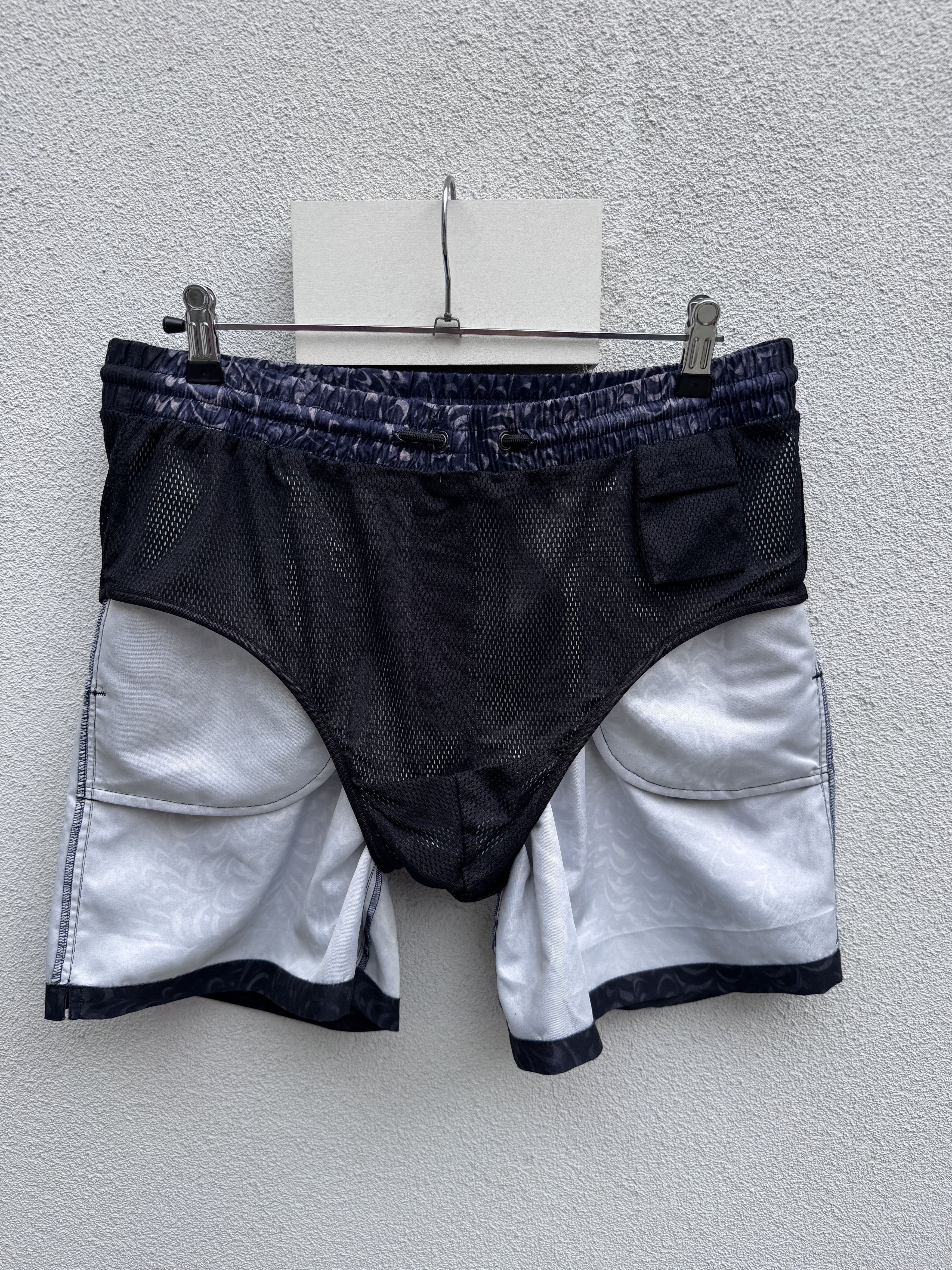 Dries Van Noten Dries van Noten Navy Paste Paper Print Nylon Swim Shorts XL Size US 34 / EU 50 - 7 Thumbnail