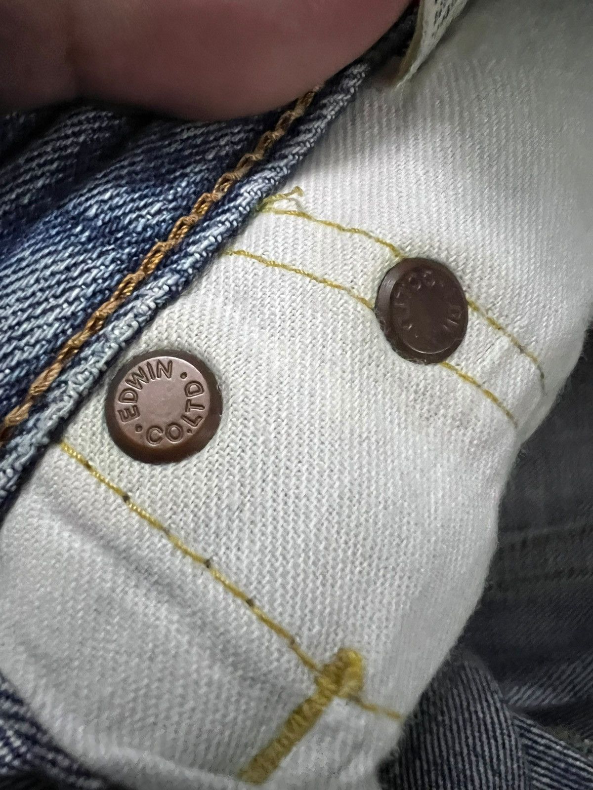 Edwin Vintage Baggy Edwin 505x Distressed Selvedge Denim Jean Size US 31 - 15 Thumbnail