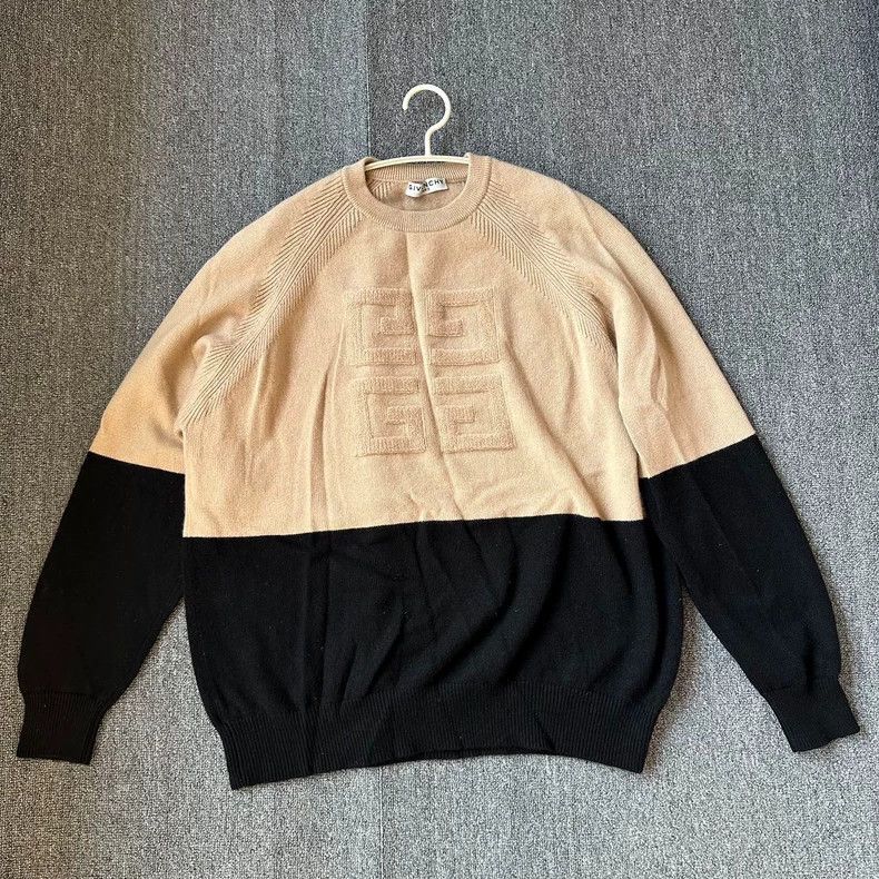 Givenchy Givenchy Black and Brown Pure Cashmere Sweater Embossed Fo Size US L / EU 52-54 / 3 - 1 Thumbnail