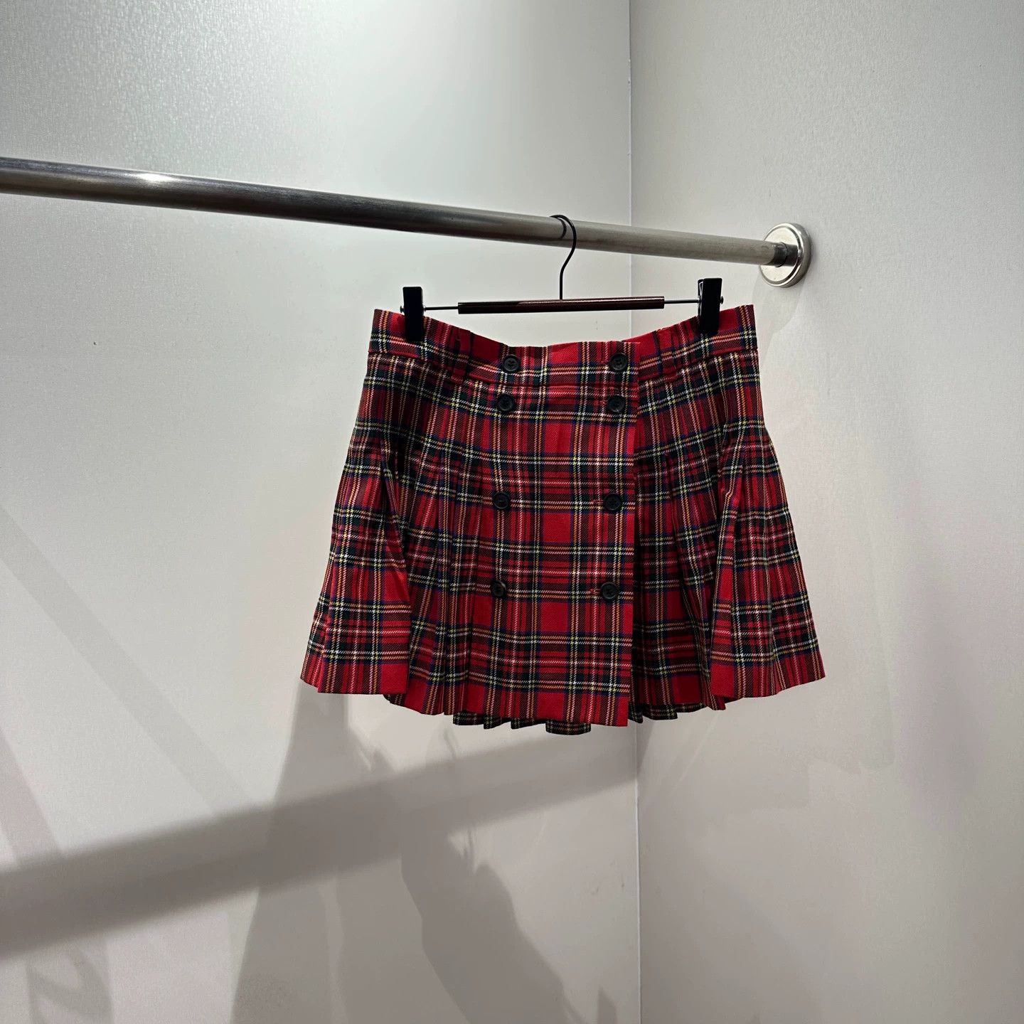 Miu Miu MIU MIU Logo Check Pleated Wool Skirt 40 Size 27" / US 4 / IT 40 - 2 Thumbnail
