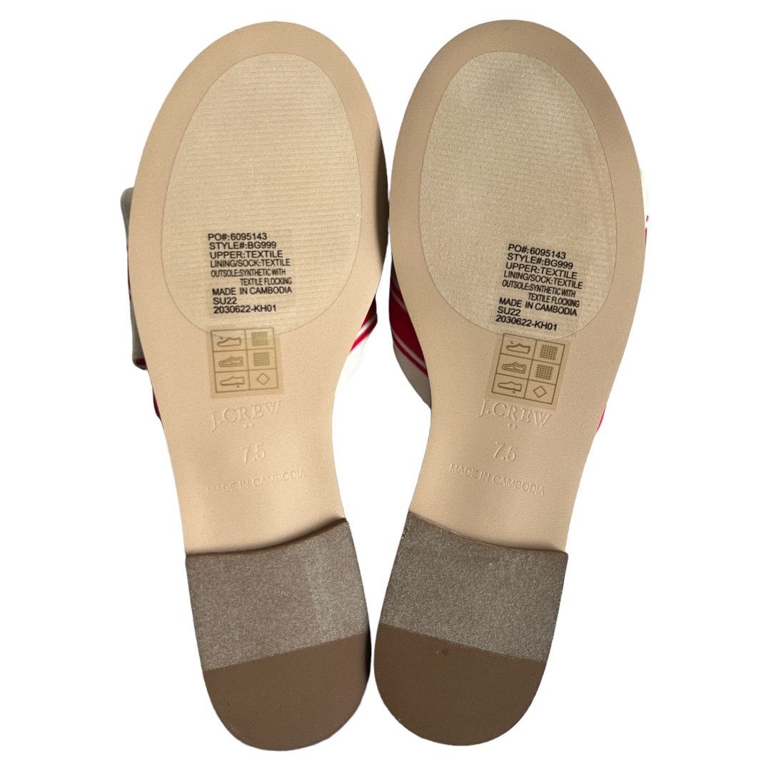 J.Crew J.CREW Red/ Ivory Stripe Print Knot Slide Sandals, US7.5 Size US 7.5 / IT 37.5 - 6 Thumbnail