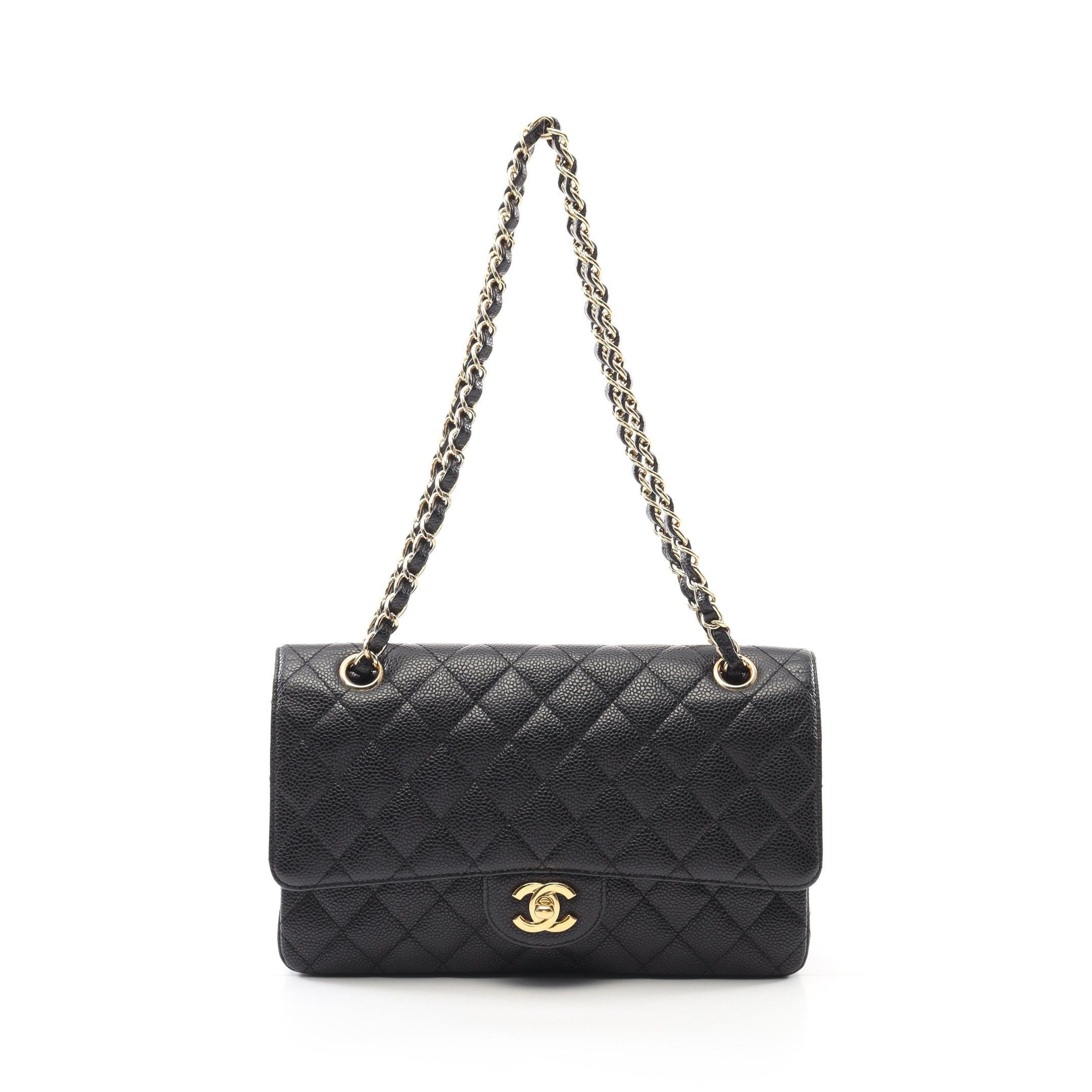Chanel Chanel Matelasse Double Flap Chain Shoulder Bag Caviar Skin Black Gold Hardware Size ONE SIZE - 1 Thumbnail