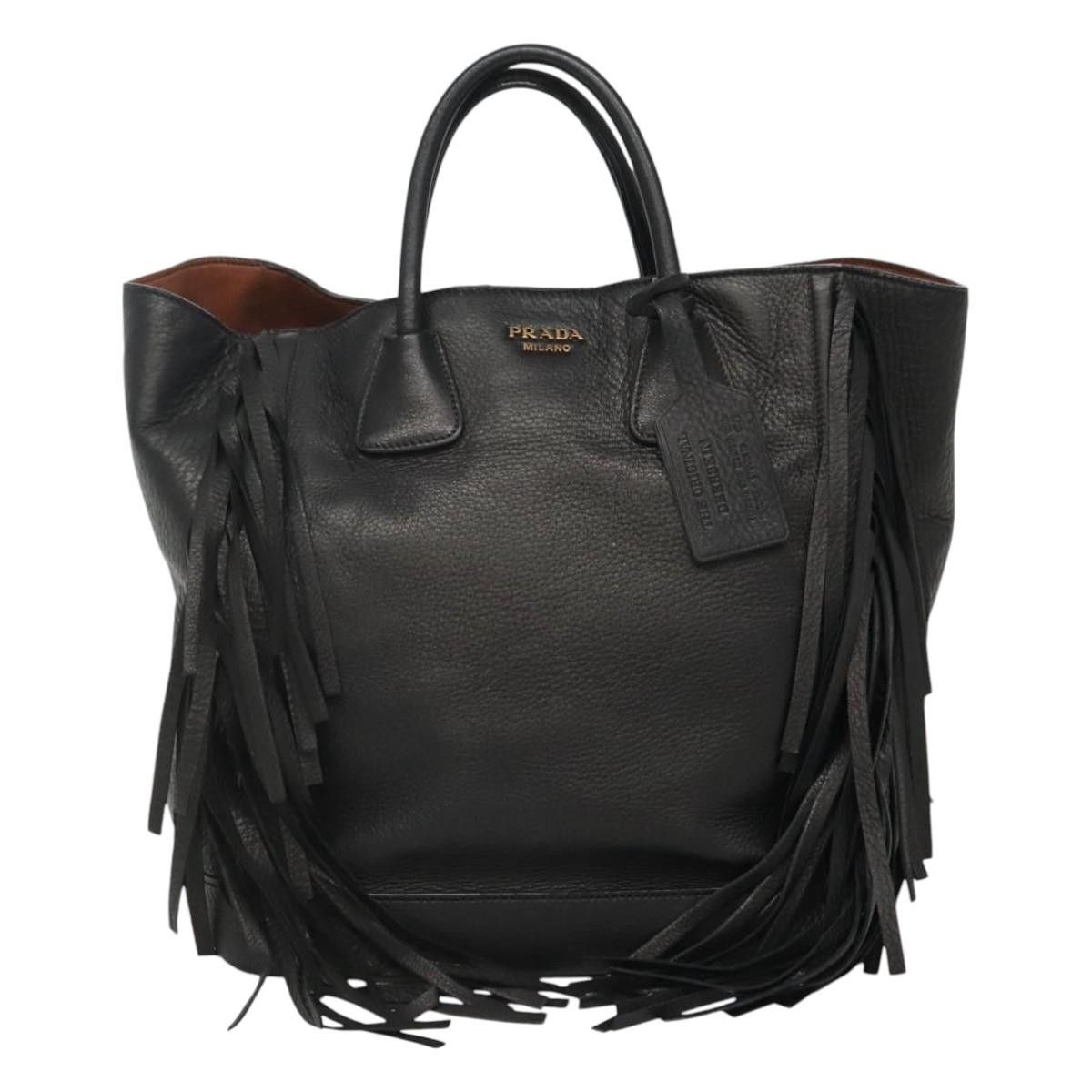 Prada Cervo Black Leather Handbag (Pre-Owned) Size ONE SIZE - 1 Thumbnail