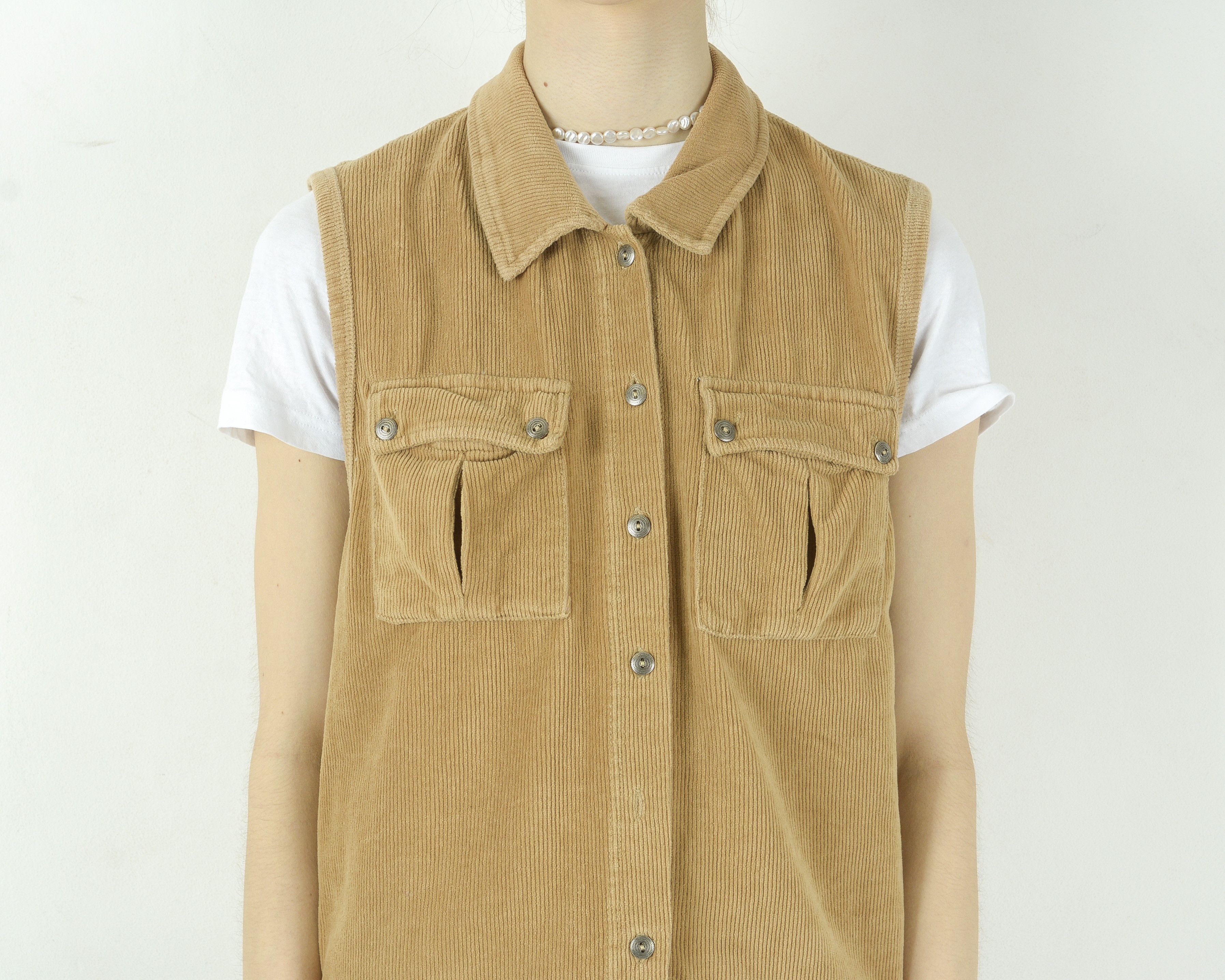 Vintage IMAX Corduroy Waistcoat Cord Vest Button Up Tank Gilet Top Size M / US 6-8 / IT 42-44 - 4 Thumbnail