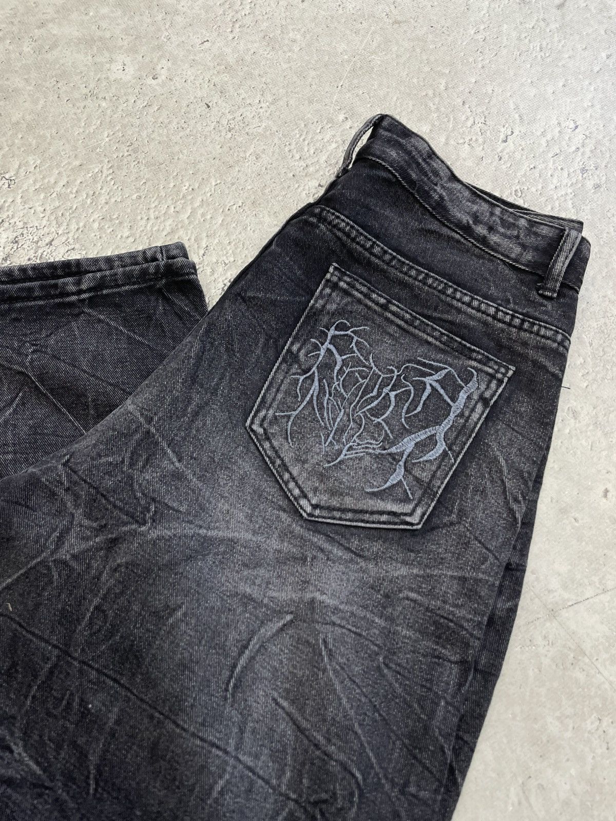 Coogi Black Denim distressed wide coogi style Pants Stitch sk8 Size US 31 - 11 Thumbnail