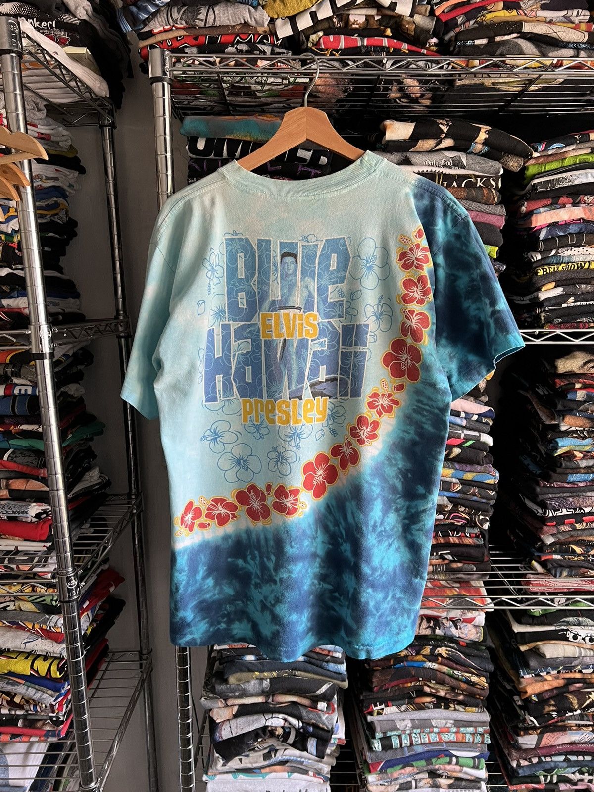 Liquid Blue 90s Elvis Presley Blue Hawaii Single Stitch Tie Dye Band Tee Size US M / EU 48-50 / 2 - 2 Thumbnail