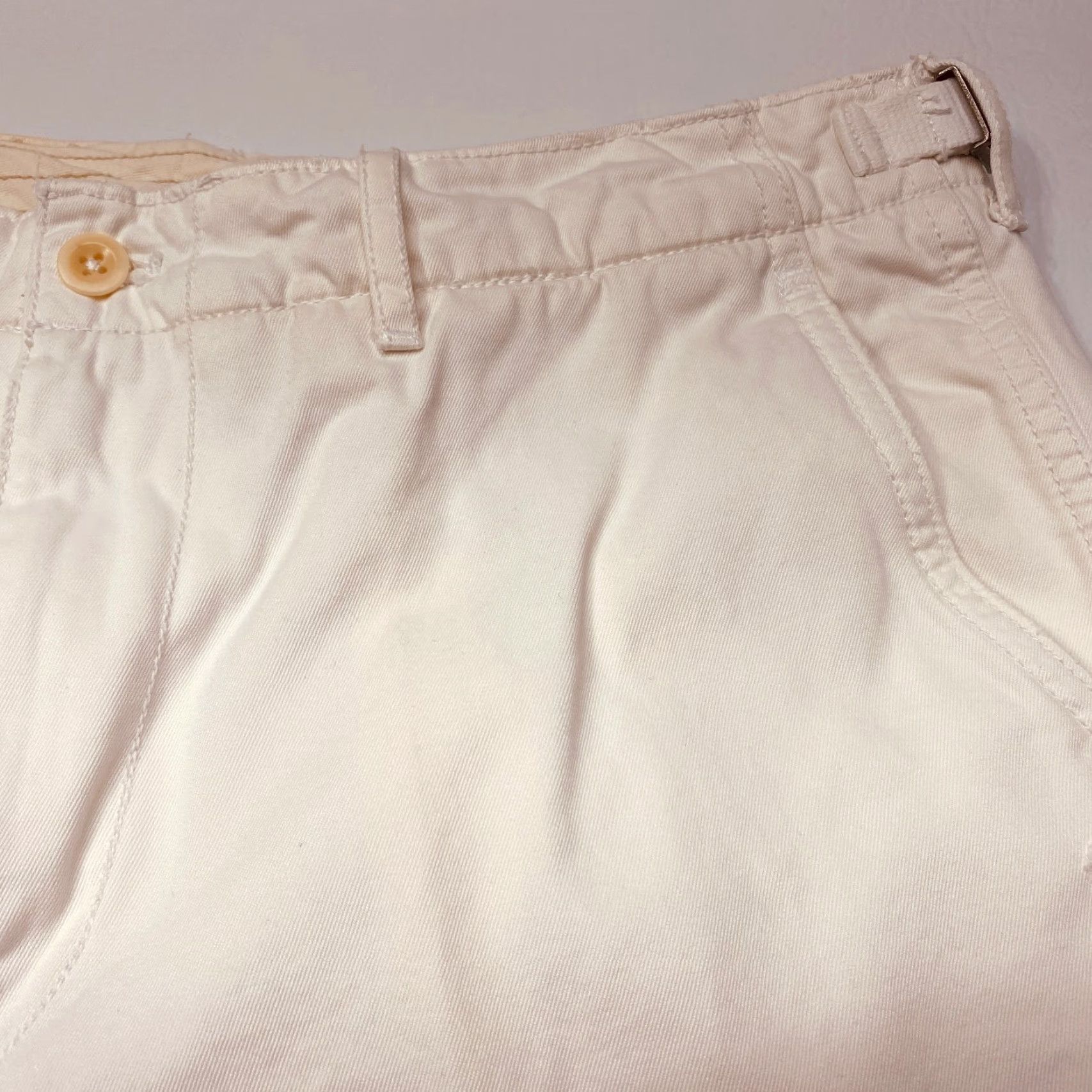 Polo Ralph Lauren VINTAGE Polo Ralph Lauren Pants Mens 36x32 White Adjustable Waist Distressed Cotton Size US M / EU 48-50 / 2 - 7 Thumbnail