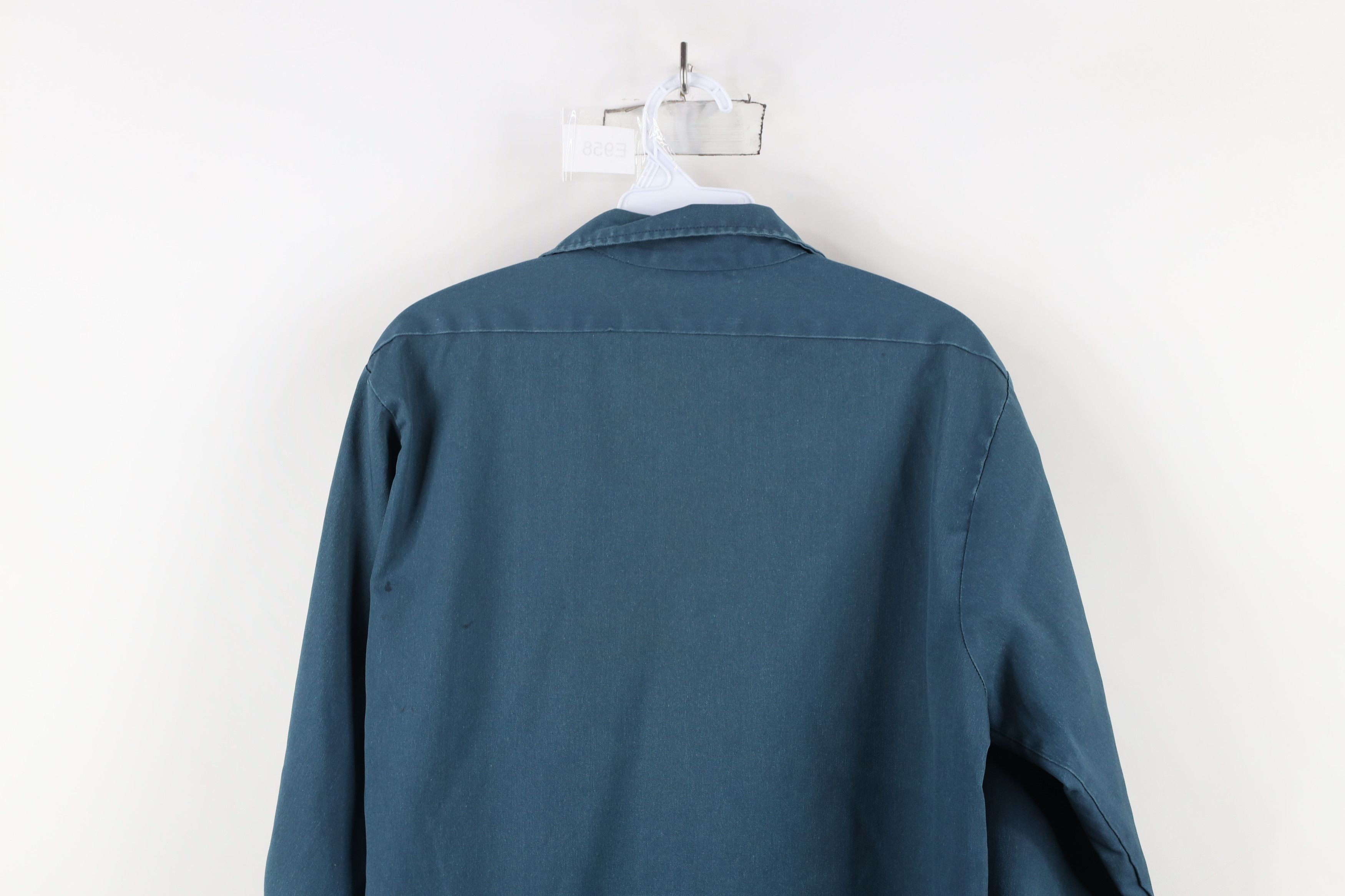 Dickies × Vintage Vintage 90s Dickies Thrashed Workwear Button Shirt Teal USA Size US M / EU 48-50 / 2 - 17 Thumbnail