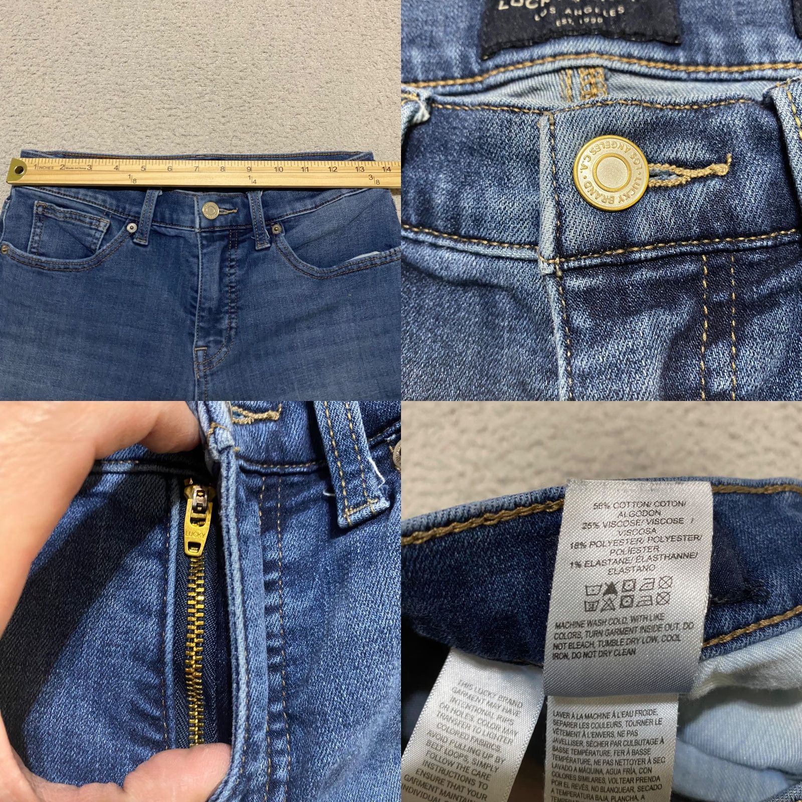 Lucky Brand Lucky Brand Jeans Slim Skinny Mid Rise Ava Crop Blue Denim Womens 6 Regular 24 Inseam 5-Pocket Stretch Cotton Polyester Spandex Viscose N/A Size 28" / US 6 / IT 42 - 8 Thumbnail
