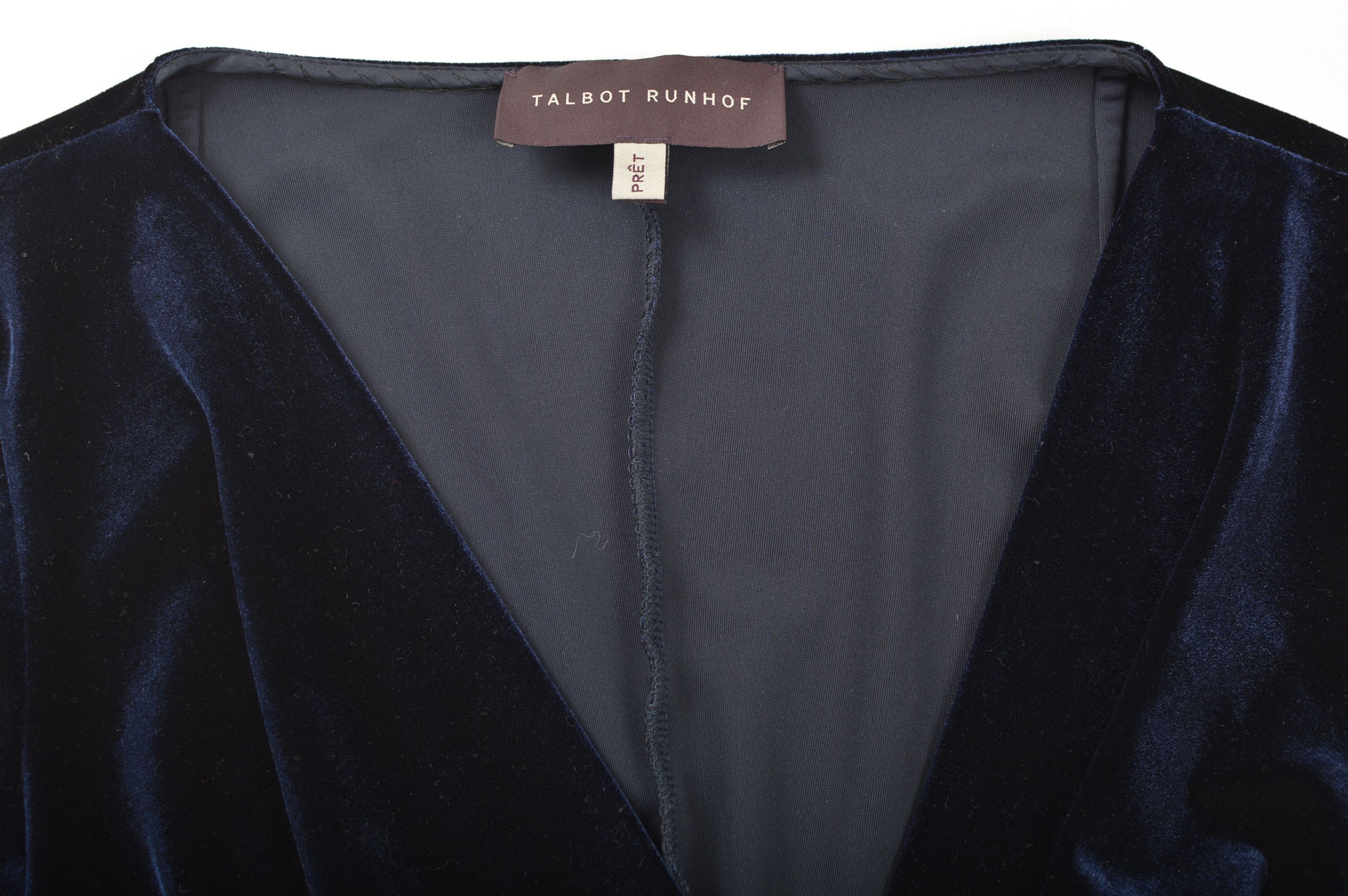 Other Talbot Runhof Cassiopeia Navy Stretch Velvet Blouse Top Size S / US 4 / IT 40 - 2 Thumbnail