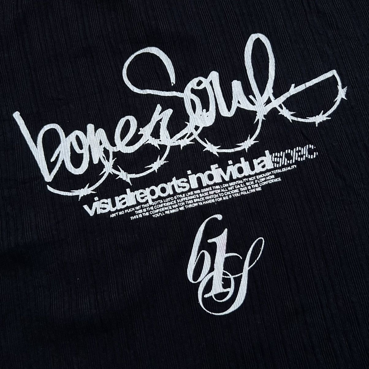 Japanese Brand B One Soul Vkei Style Poem Ribbed Layered T-shirt Size US L / EU 52-54 / 3 - 4 Thumbnail