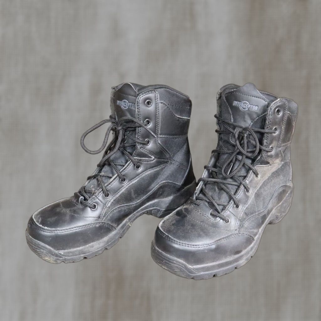 Vintage Interceptor Tactical Boots Mens 9.5 Black Slip Resistant Steel Toe Work & Safety Boots Mens 9.5 Black Steel Toe Work Boot Size US 10 / EU 43 - 1 Thumbnail