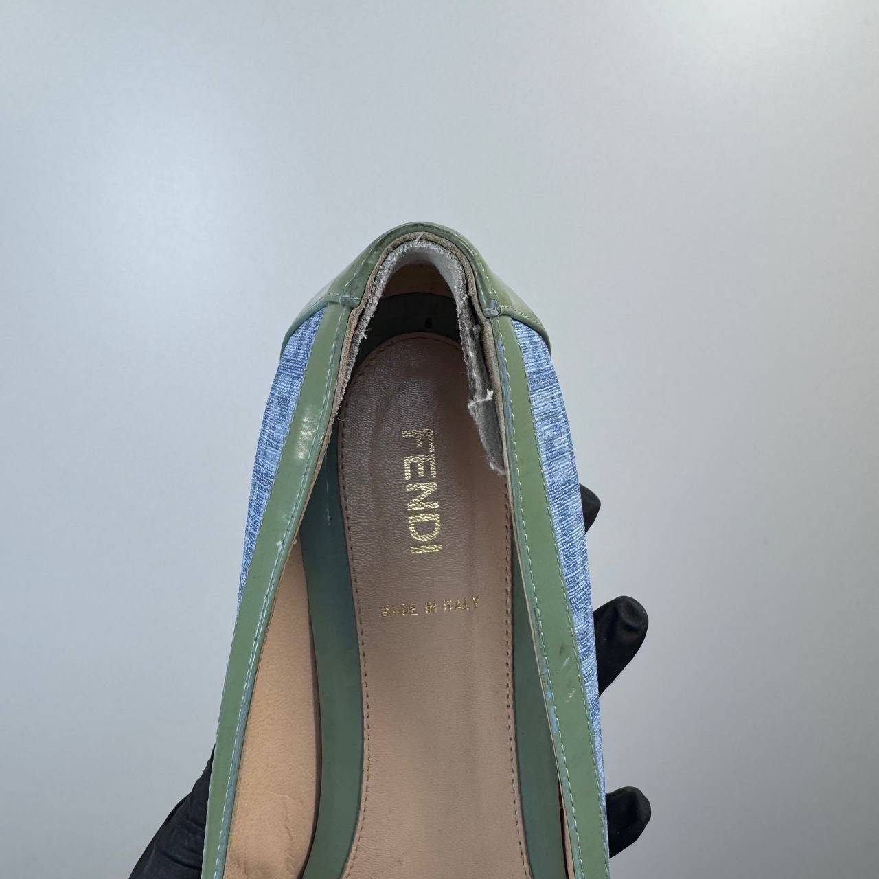 Fendi Fendi FF Logo Pumps Heels Womens Denim Leather Size 37.5 Size US 7 / IT 37 - 5 Thumbnail