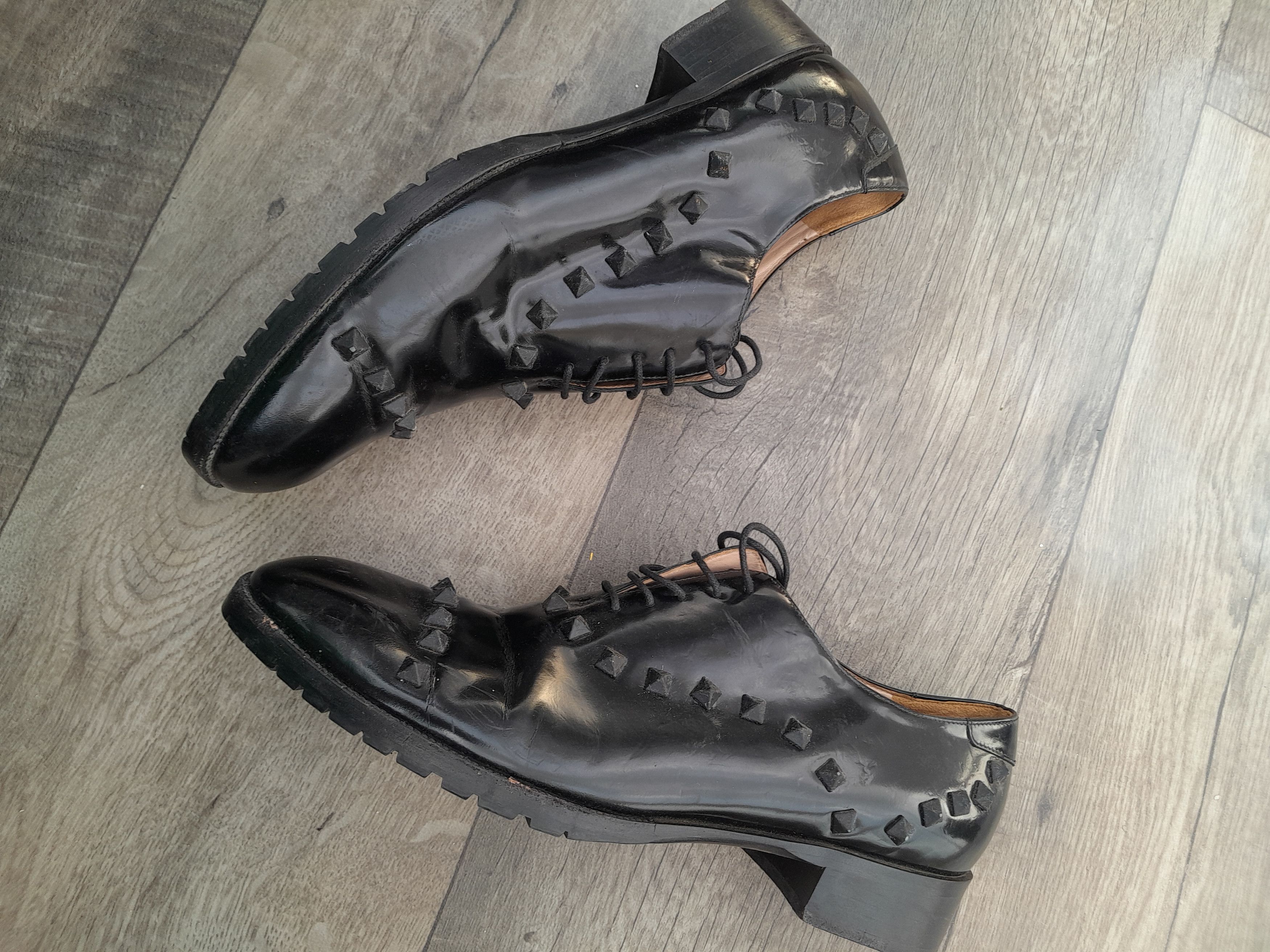Valentino Valentino Garavani Black Leather Rockstud Lace Up Oxfords Size US 9.5 / IT 39.5 - 2 Thumbnail
