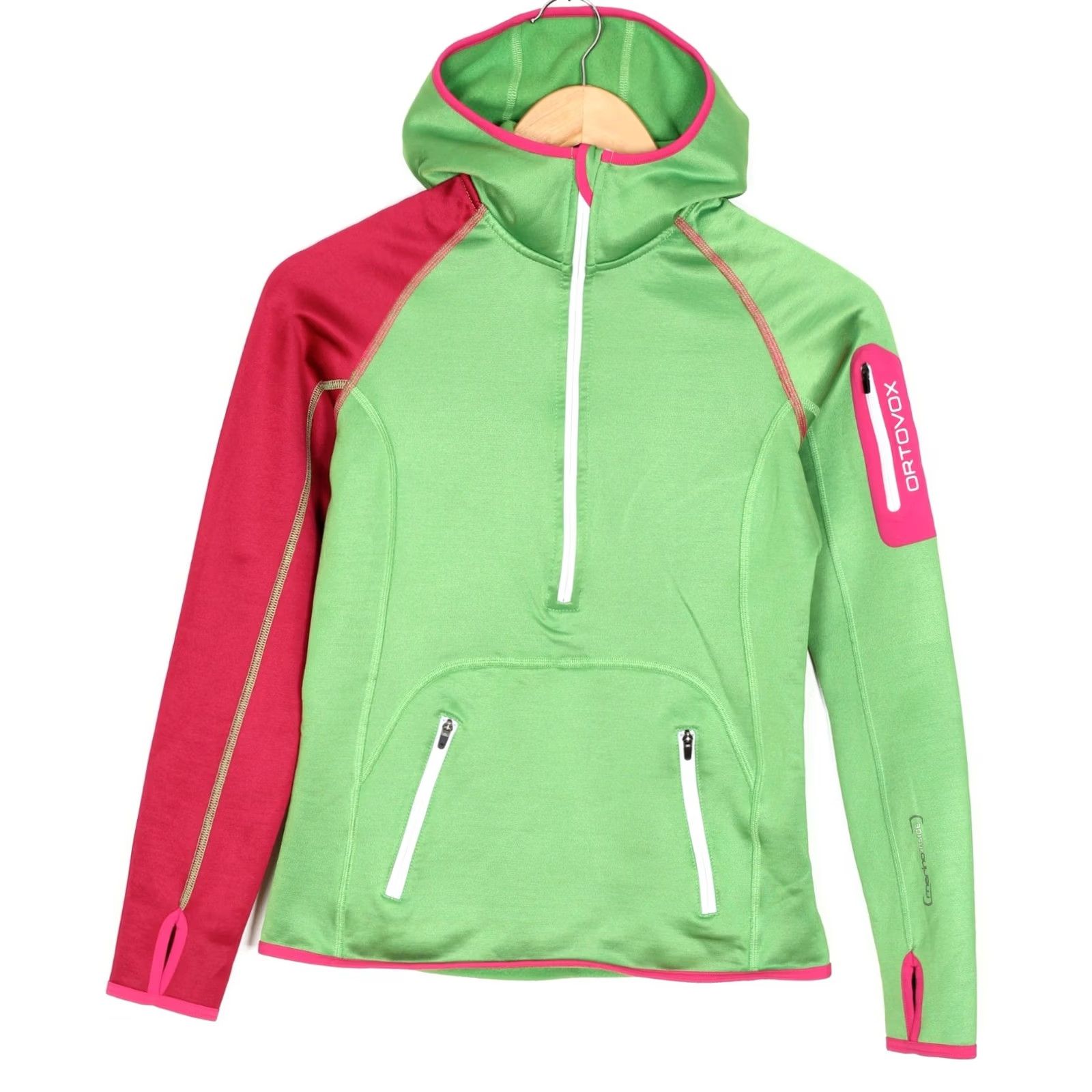 ORTOVOX Ortovox Shirt Womens XS Green Merino Inside Half Zip Hoodie Sweatshirt Women Size VR3187 Size XS / US 0-2 / IT 36-38 - 2 Thumbnail