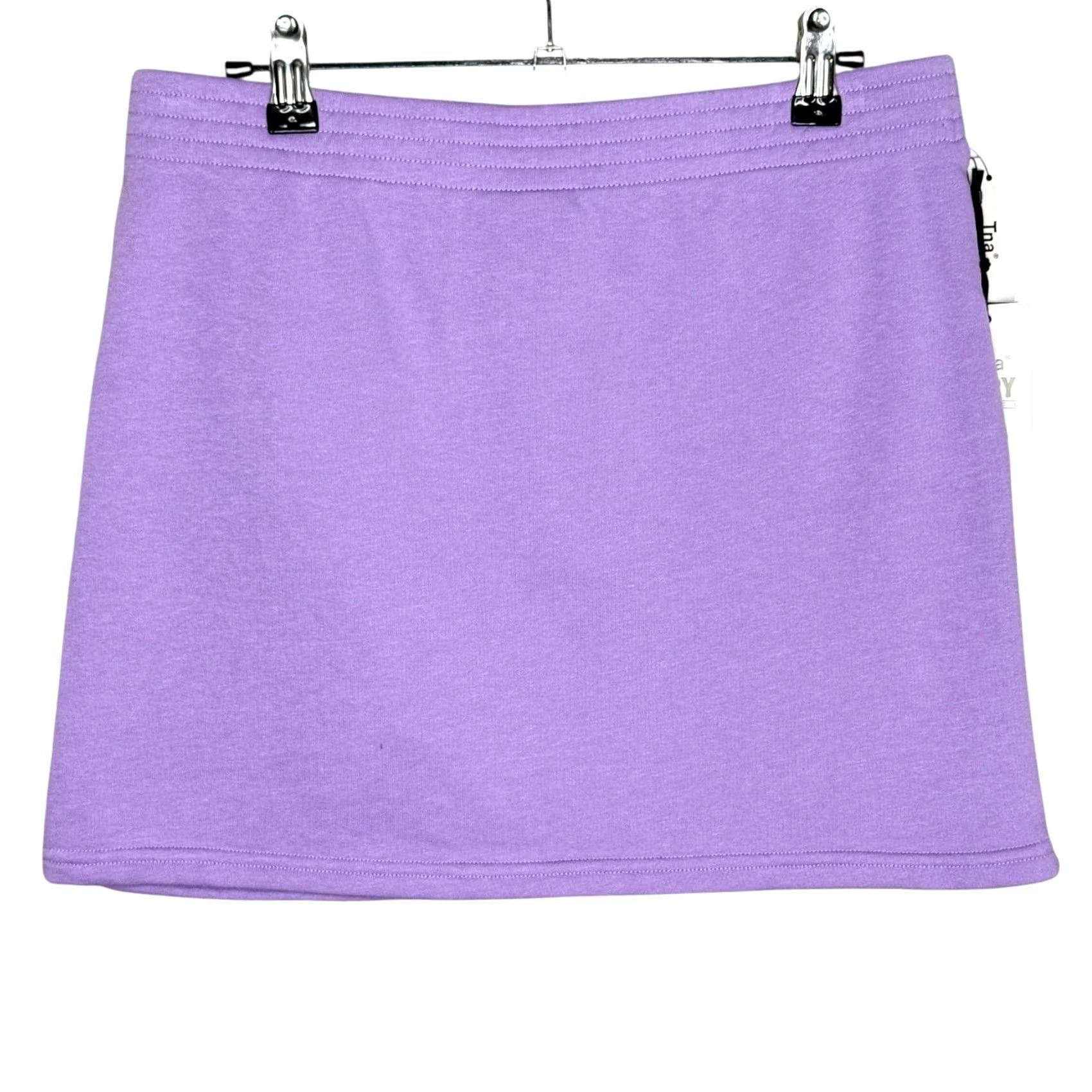 TNA Tna Womens Skirt Mini Pull On Fleece Lightweight Purple Cotton Blend Polyester Elastic Waist Casual Athleisure Size 32" / US 10 / IT 46 - 4 Thumbnail
